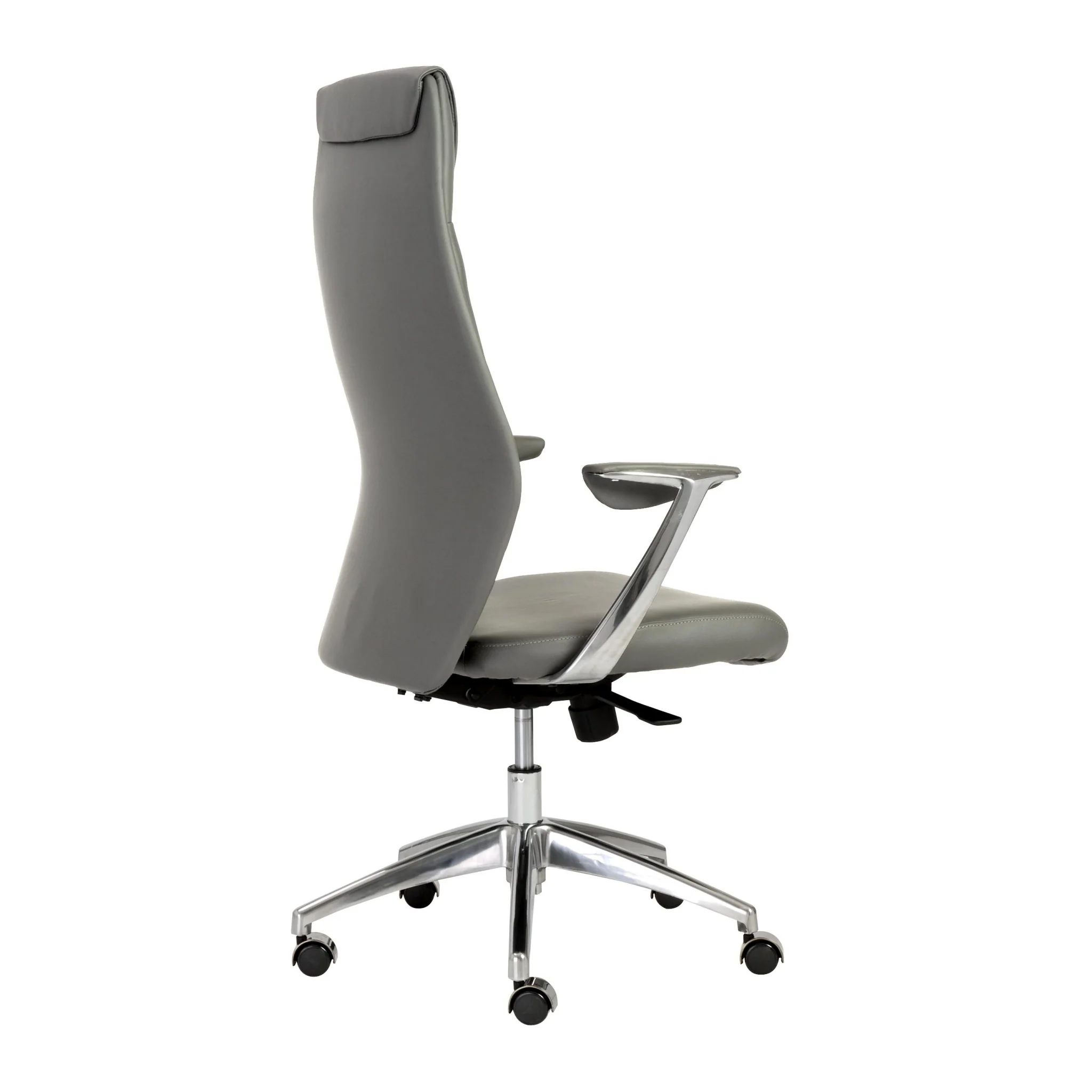 High Back Office Chair in Gray with Polished Aluminum Base By Homeroots - Image 4
