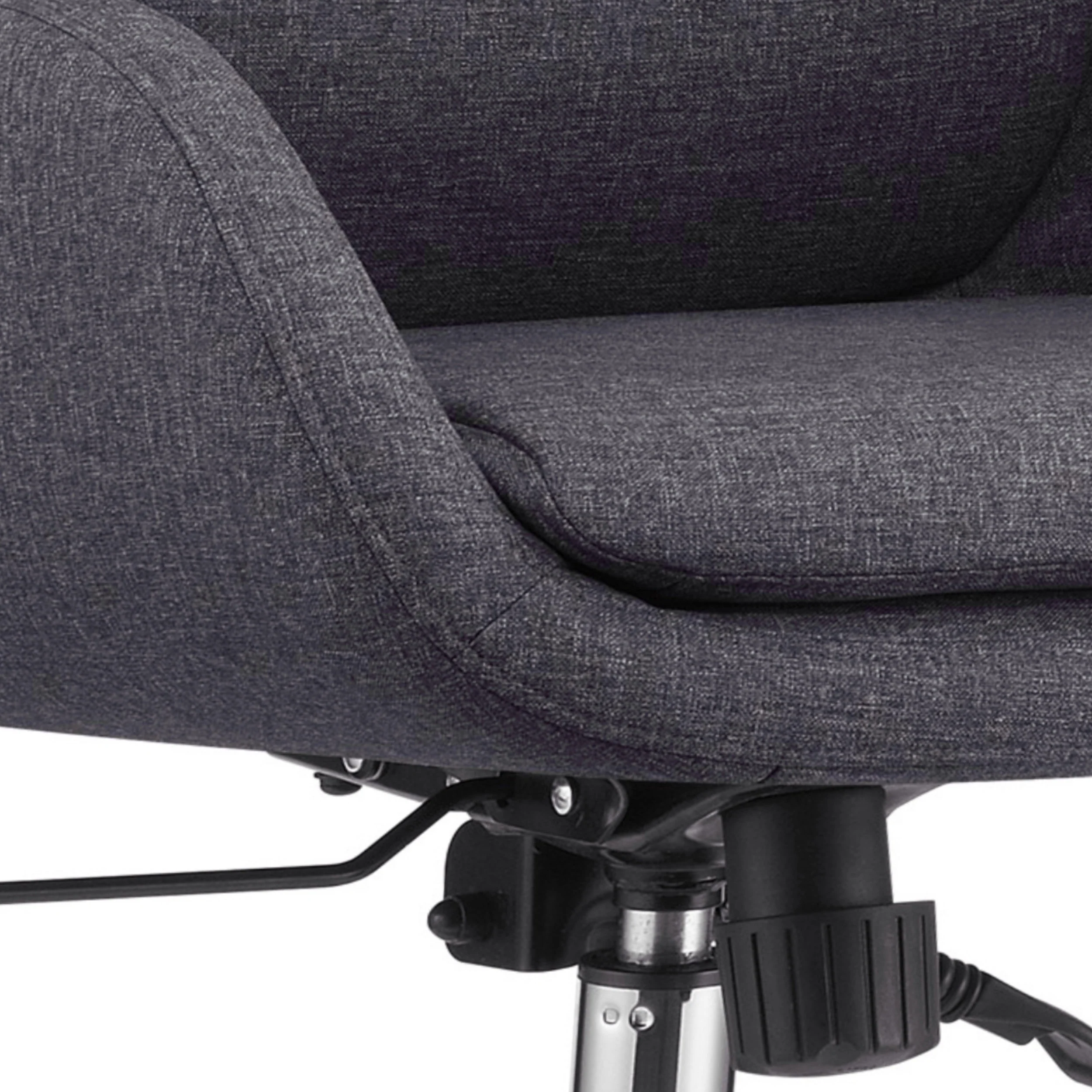 High Cushioned Tufted Back Fabric Office Chair With Star Base Gray By Benzara - Image 2