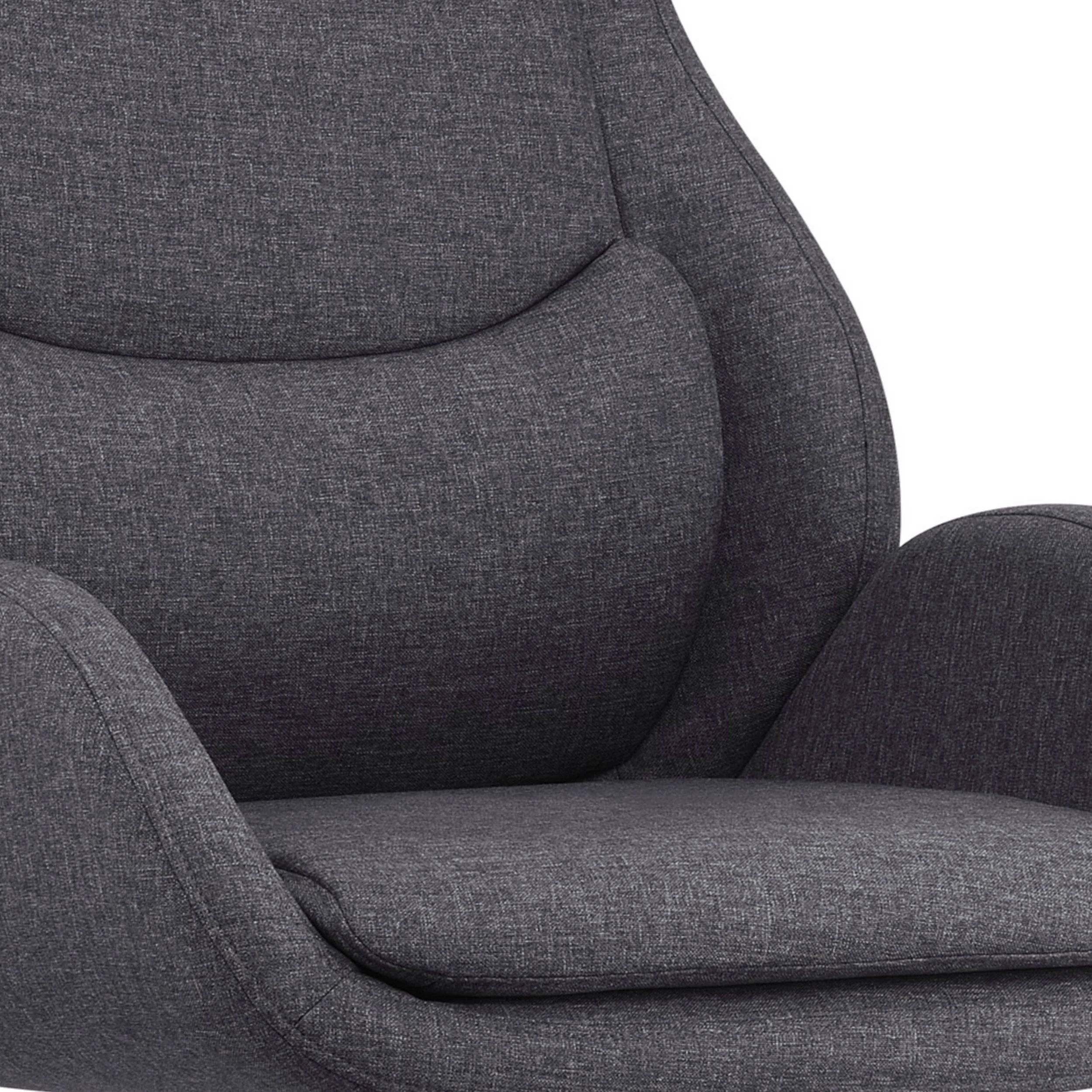 High Cushioned Tufted Back Fabric Office Chair With Star Base Gray By Benzara - Image 3