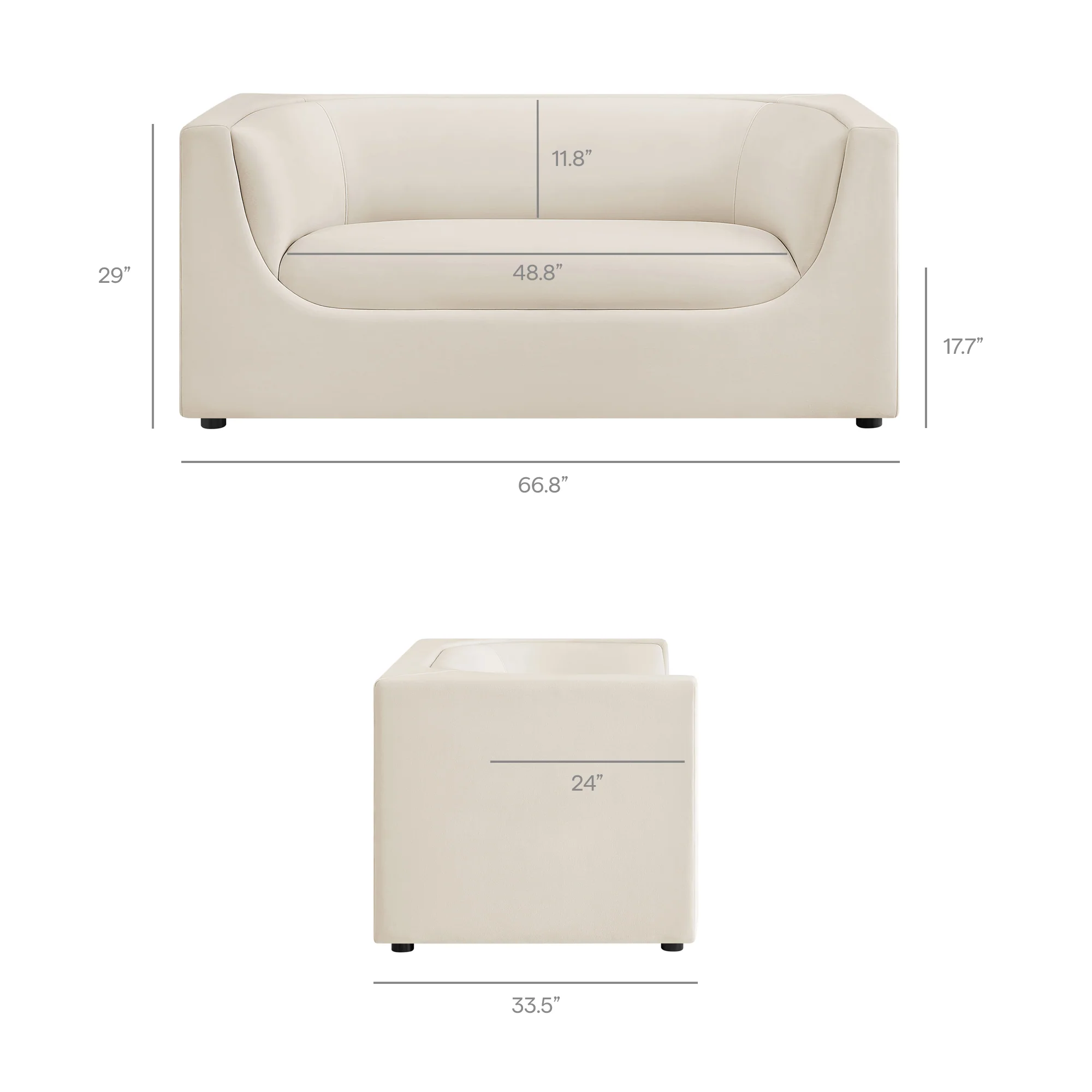 Hilda 67" Curved Back Performance Velvet Loveseat by Modway - Image 10