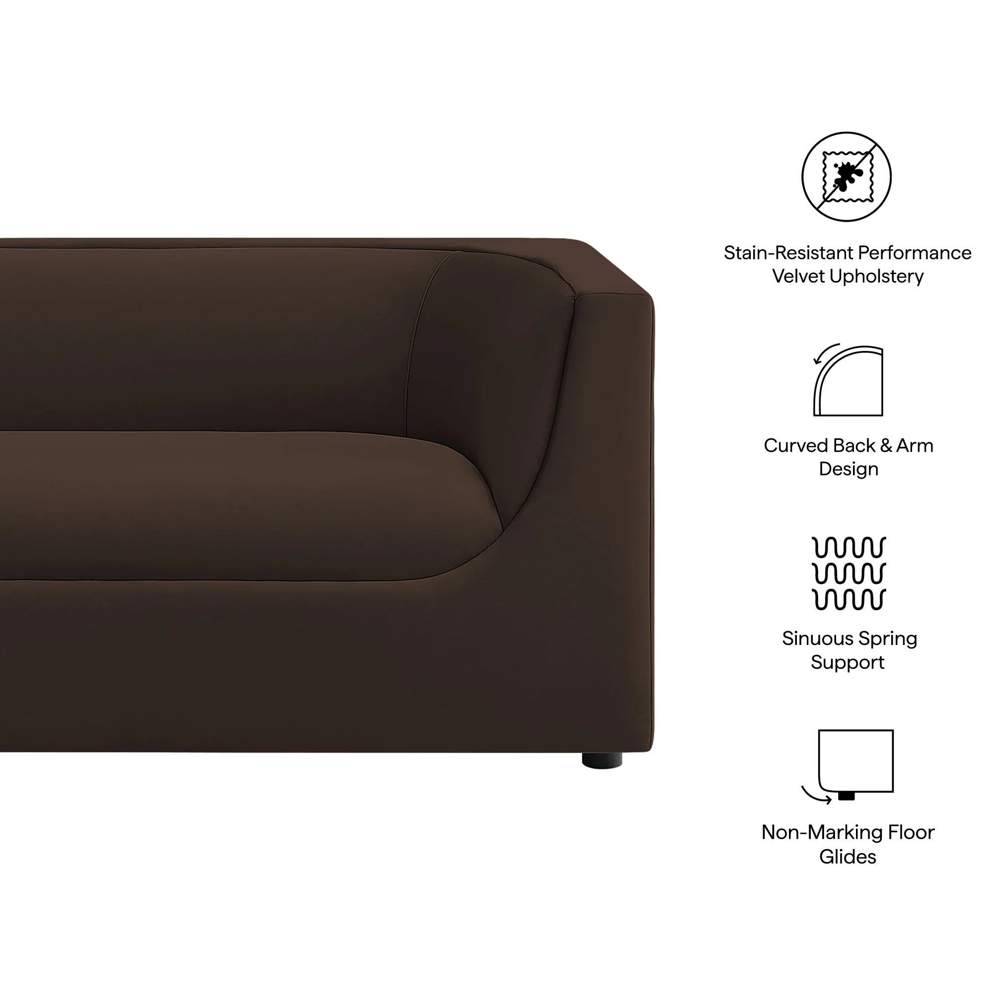 Hilda 67" Curved Back Performance Velvet Loveseat by Modway - Image 19