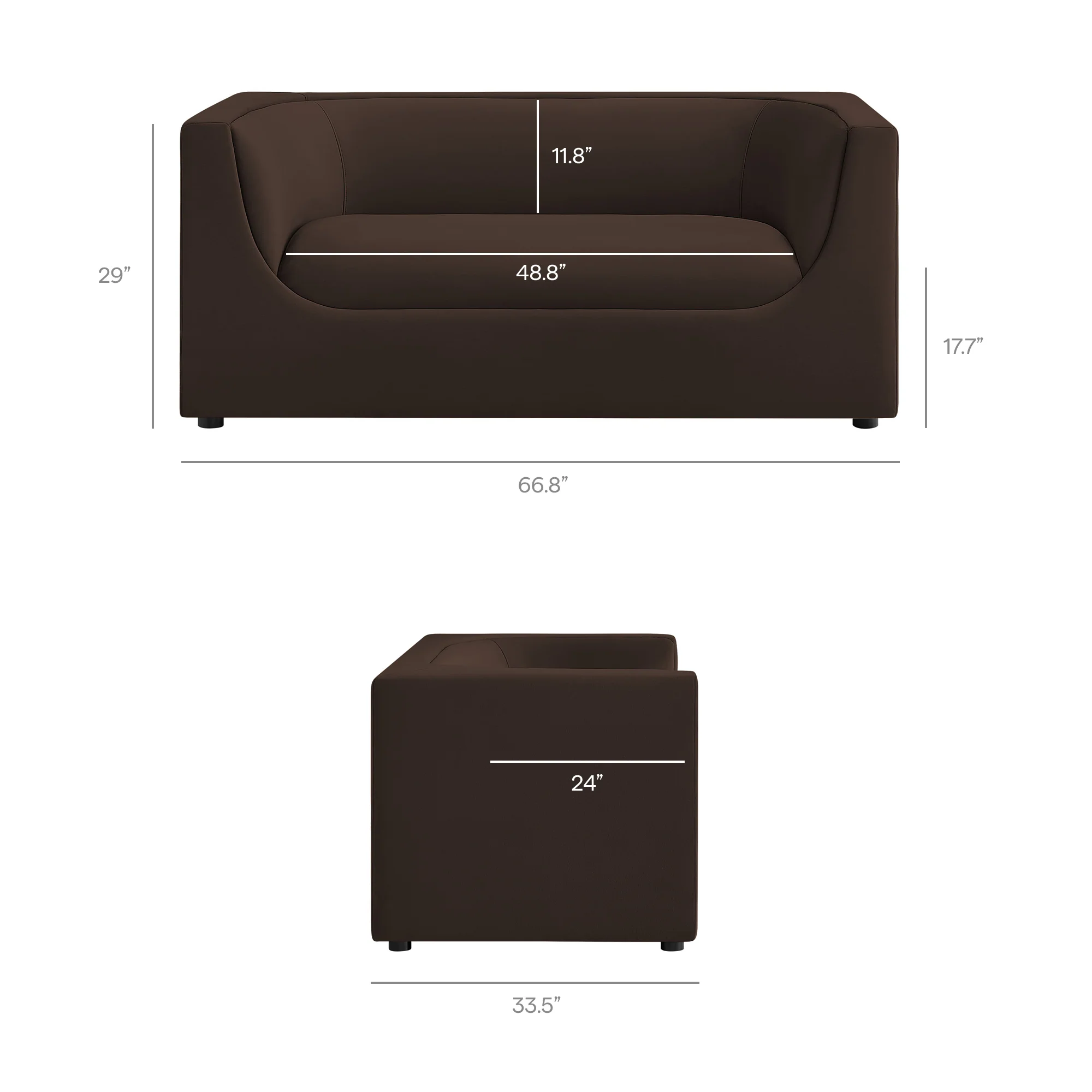 Hilda 67" Curved Back Performance Velvet Loveseat by Modway - Image 20