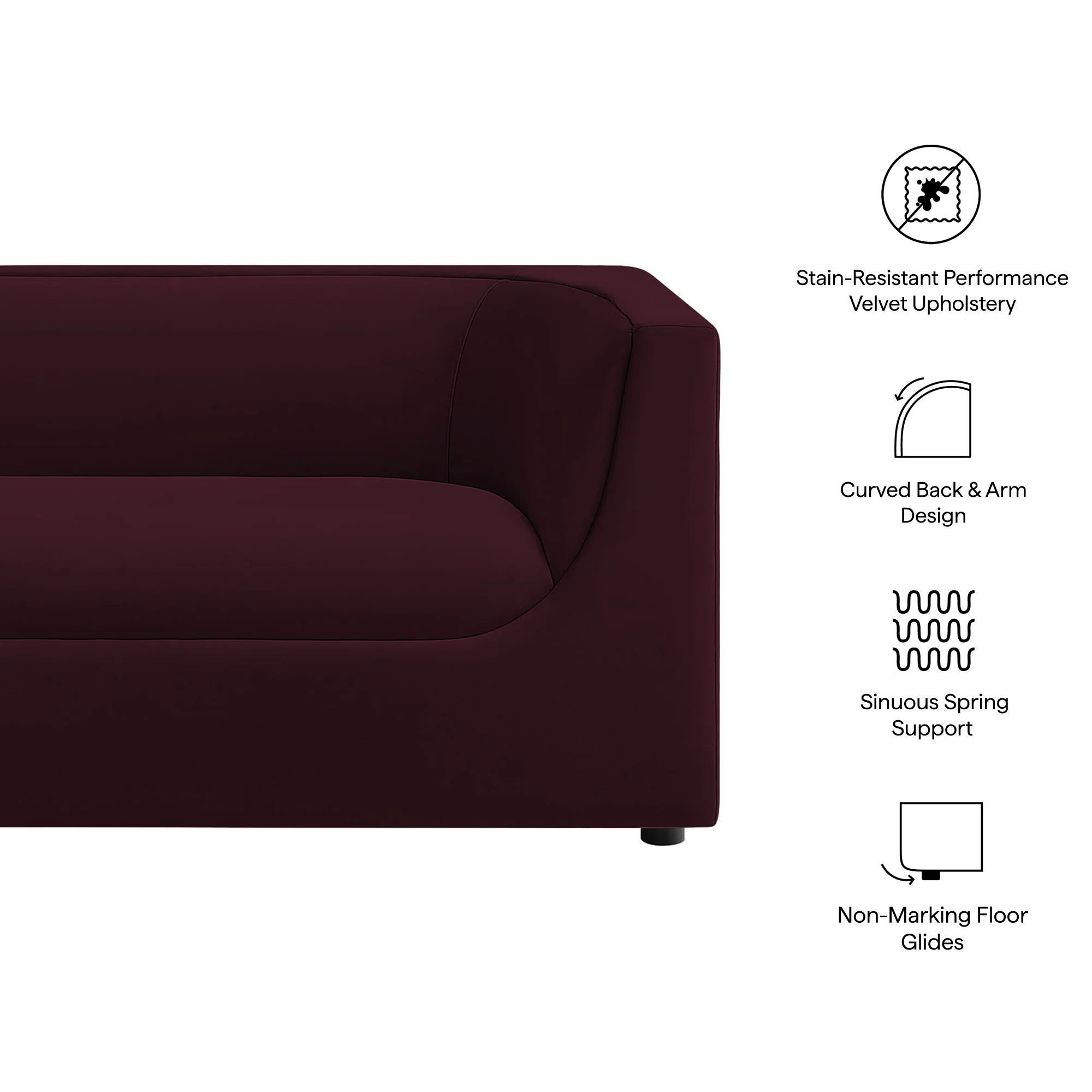 Hilda 67" Curved Back Performance Velvet Loveseat by Modway - Image 29
