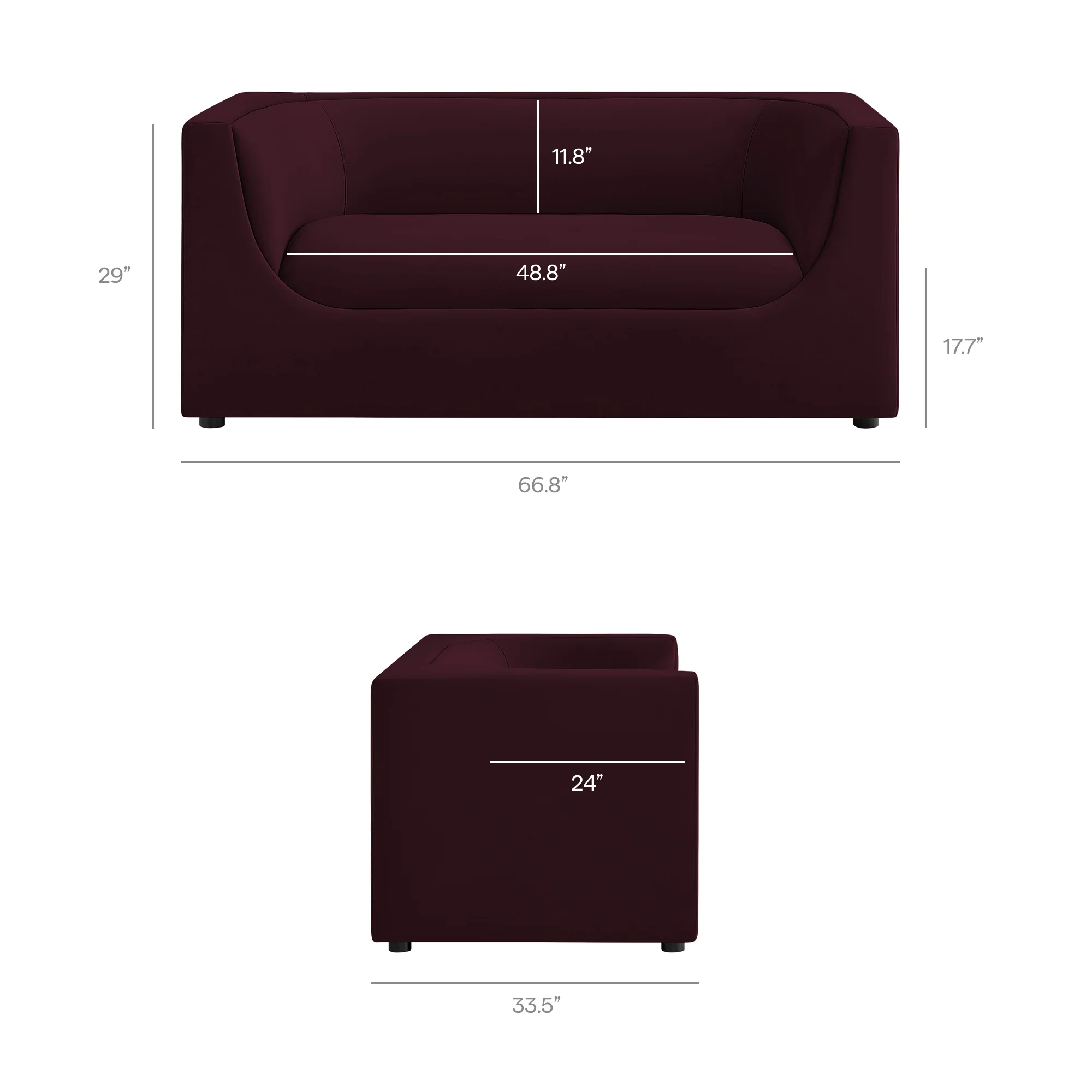 Hilda 67" Curved Back Performance Velvet Loveseat by Modway - Image 30