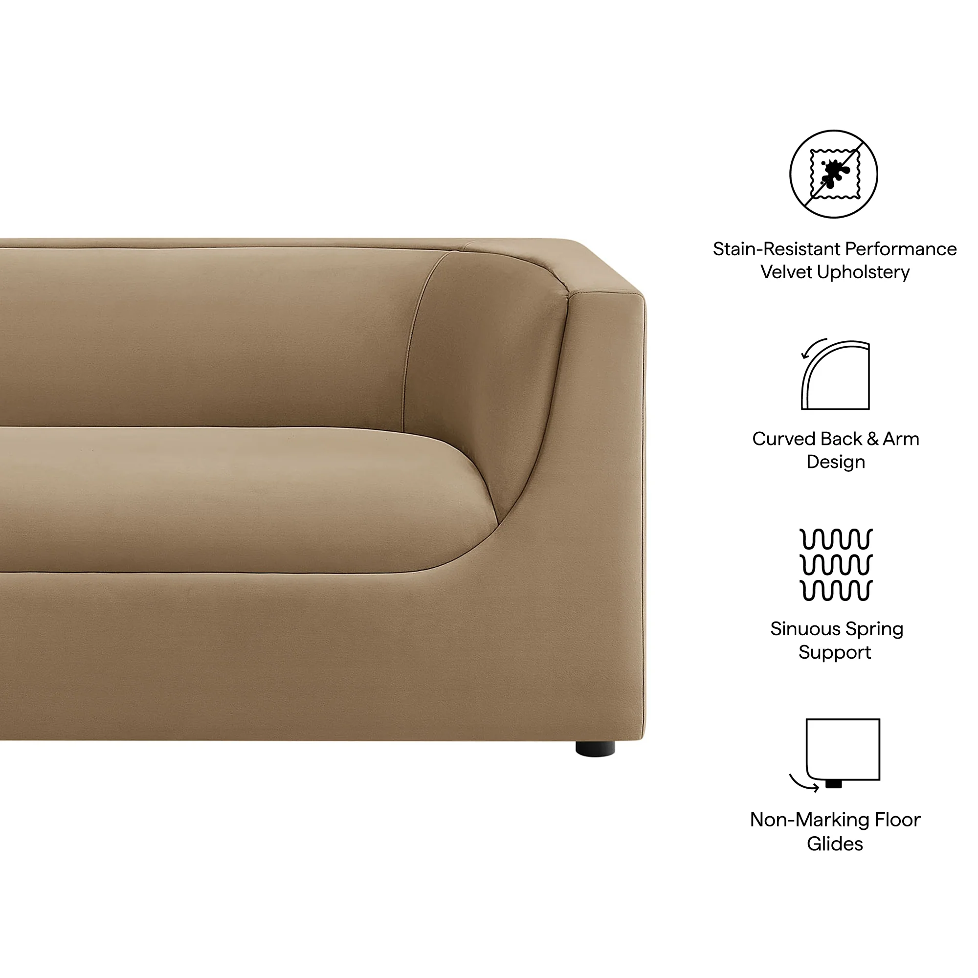 Hilda 67" Curved Back Performance Velvet Loveseat by Modway - Image 39