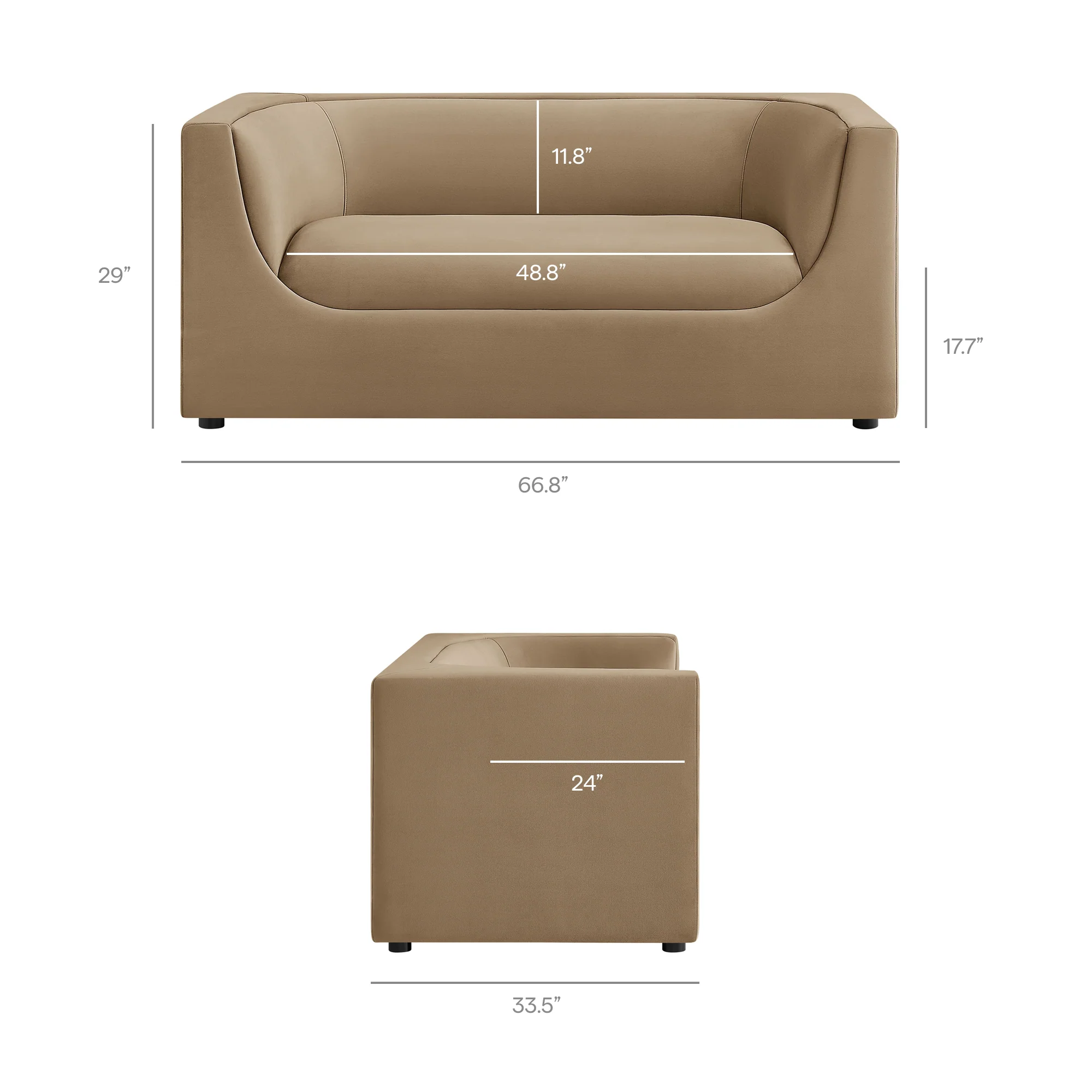 Hilda 67" Curved Back Performance Velvet Loveseat by Modway - Image 40