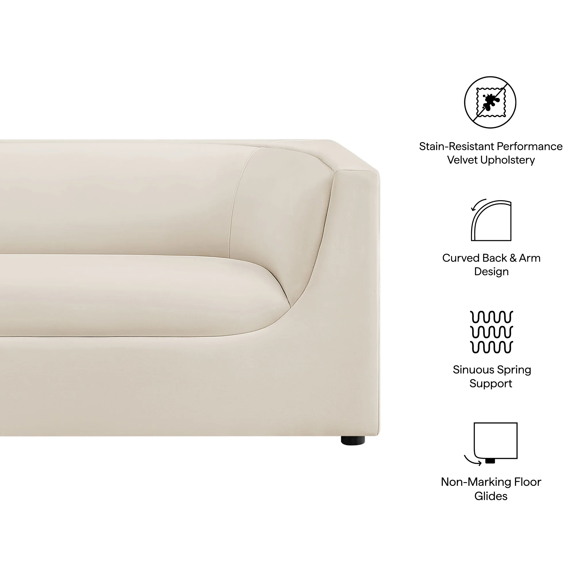 Hilda 67" Curved Back Performance Velvet Loveseat by Modway - Image 9