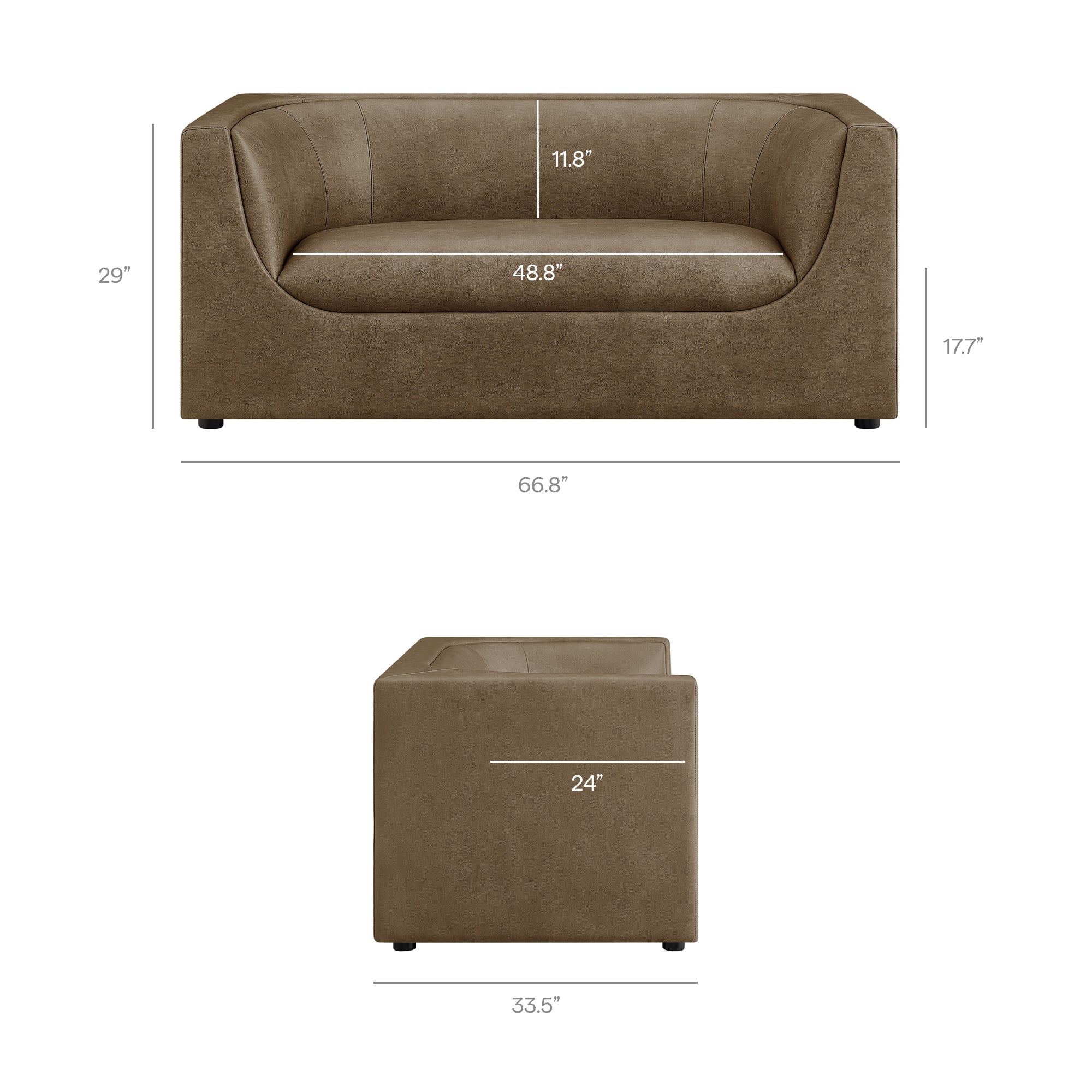 Hilda 67" Curved Back Vegan Leather Loveseat by Modway - Image 10