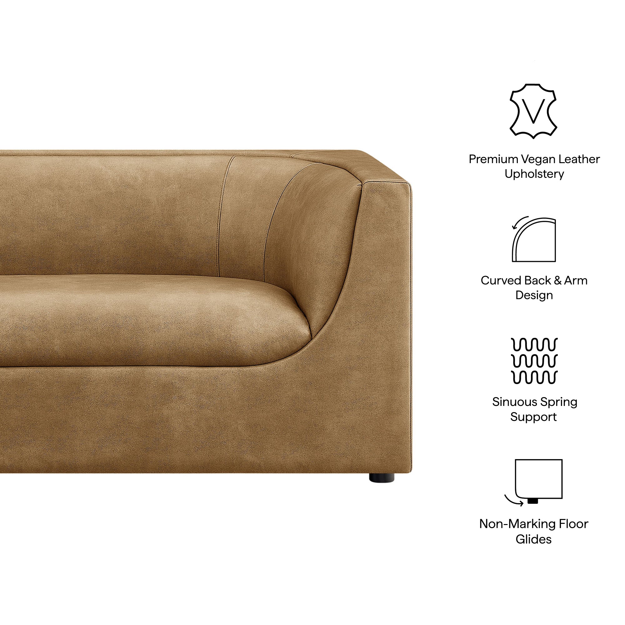 Hilda 67" Curved Back Vegan Leather Loveseat by Modway - Image 19