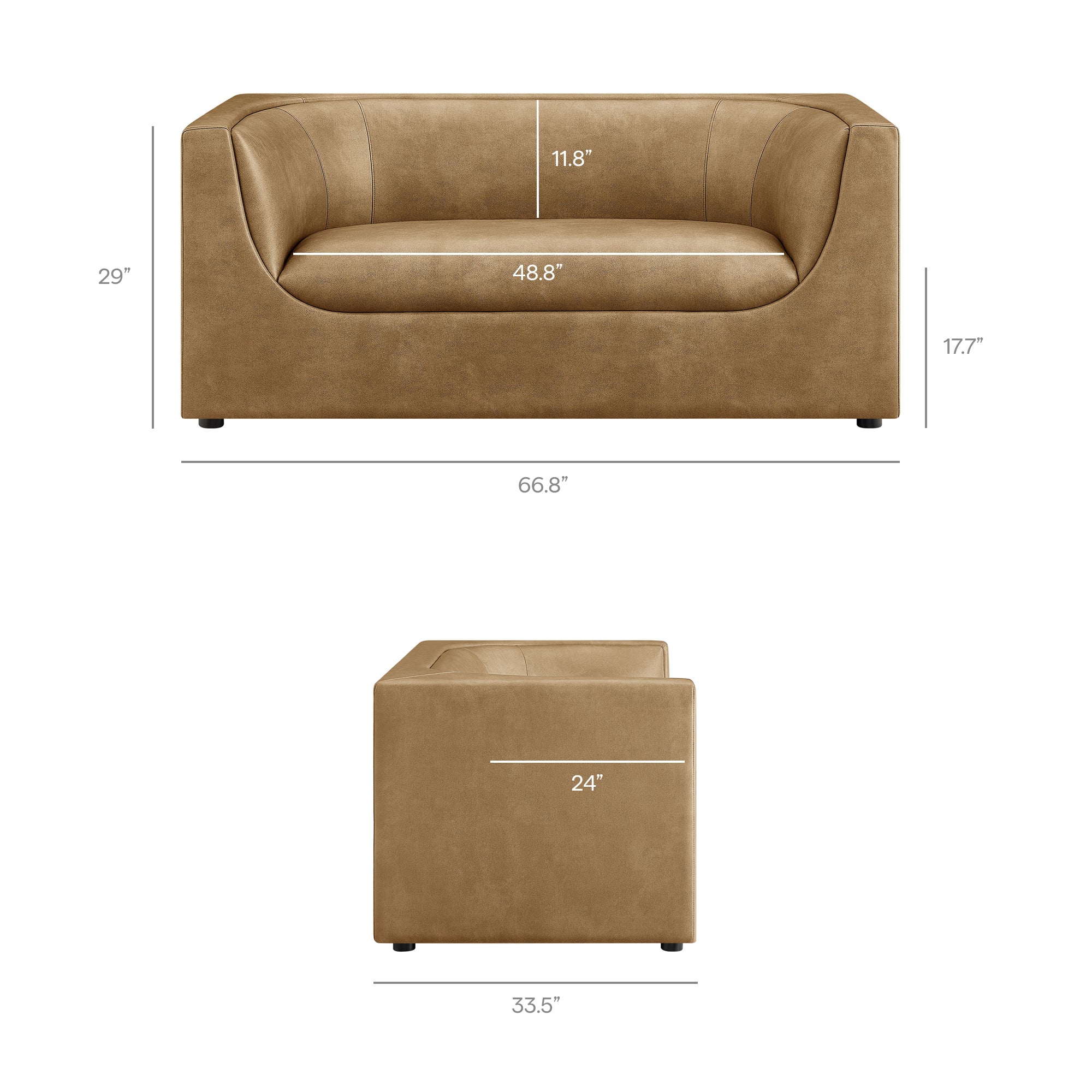 Hilda 67" Curved Back Vegan Leather Loveseat by Modway - Image 20
