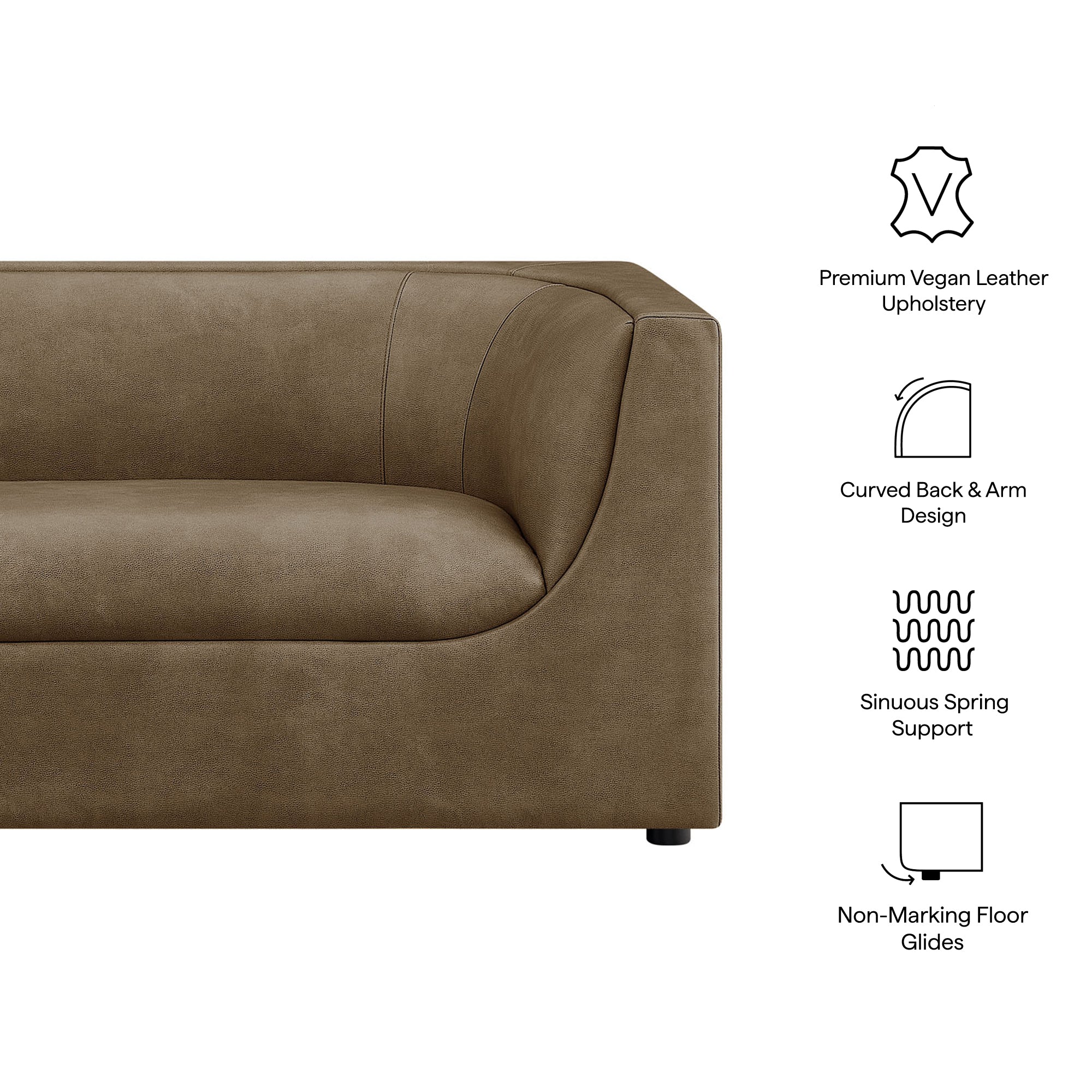 Hilda 67" Curved Back Vegan Leather Loveseat by Modway - Image 9