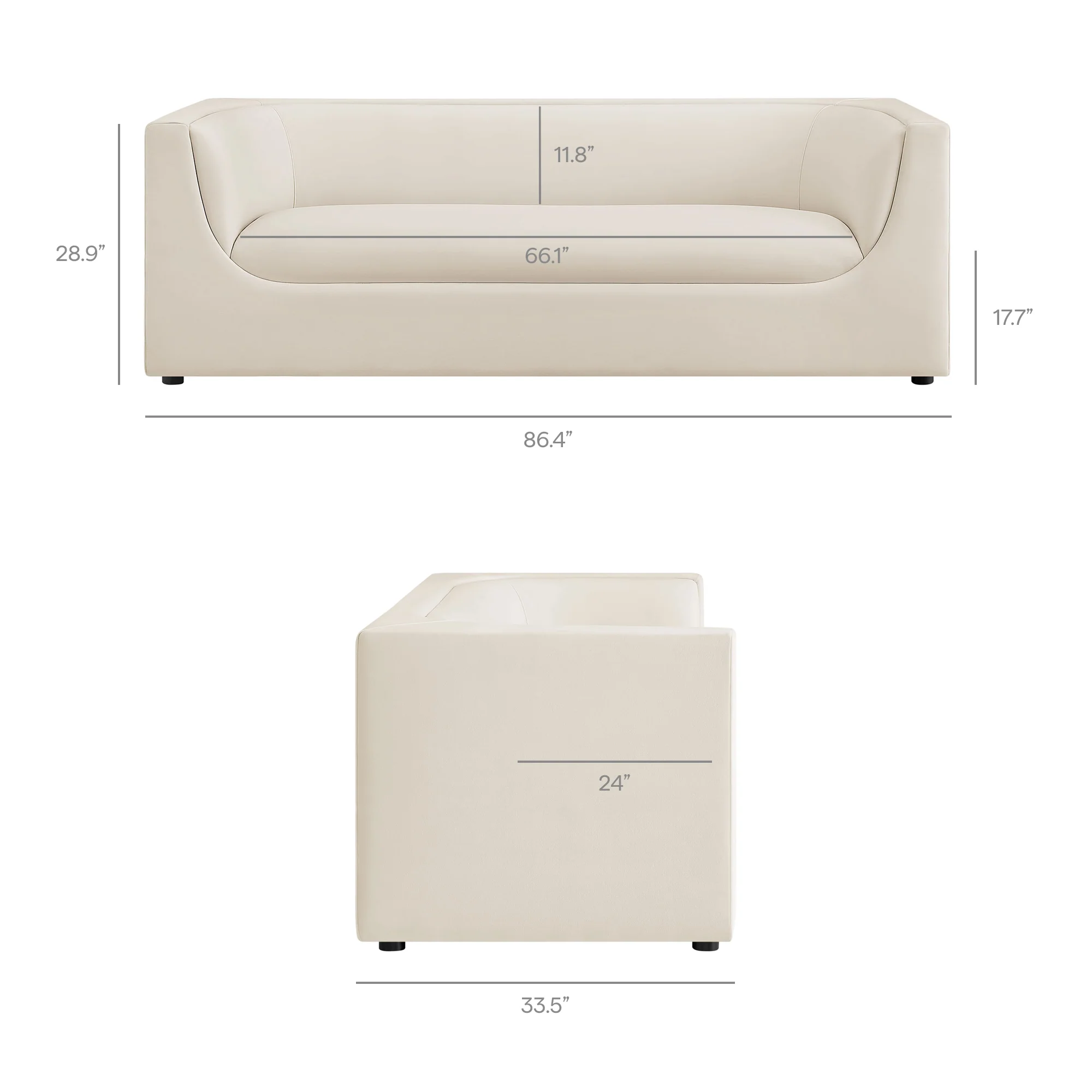 Hilda 86" Curved Back Performance Velvet Sofa by Modway - Image 10