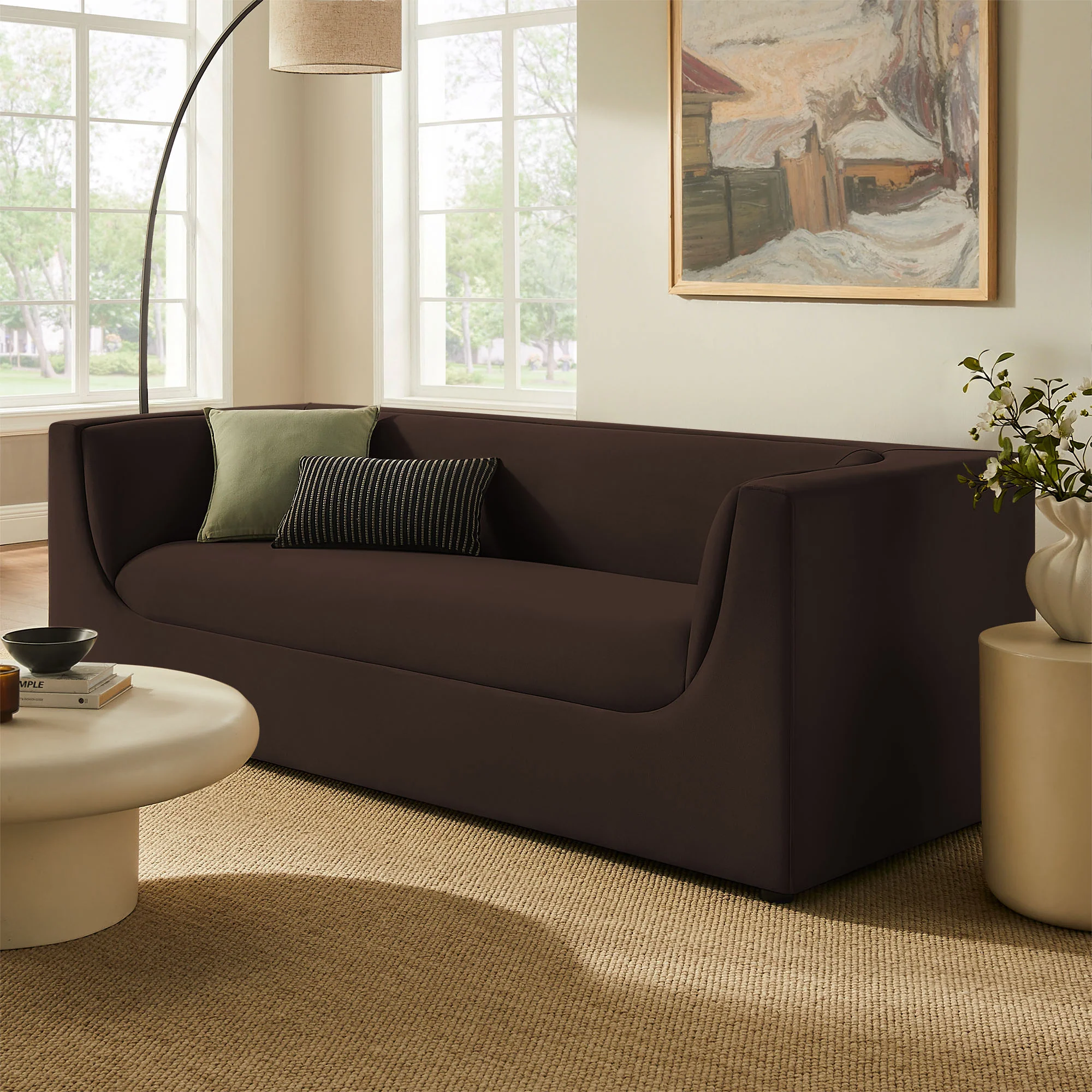 Hilda 86" Curved Back Performance Velvet Sofa by Modway - Image 18