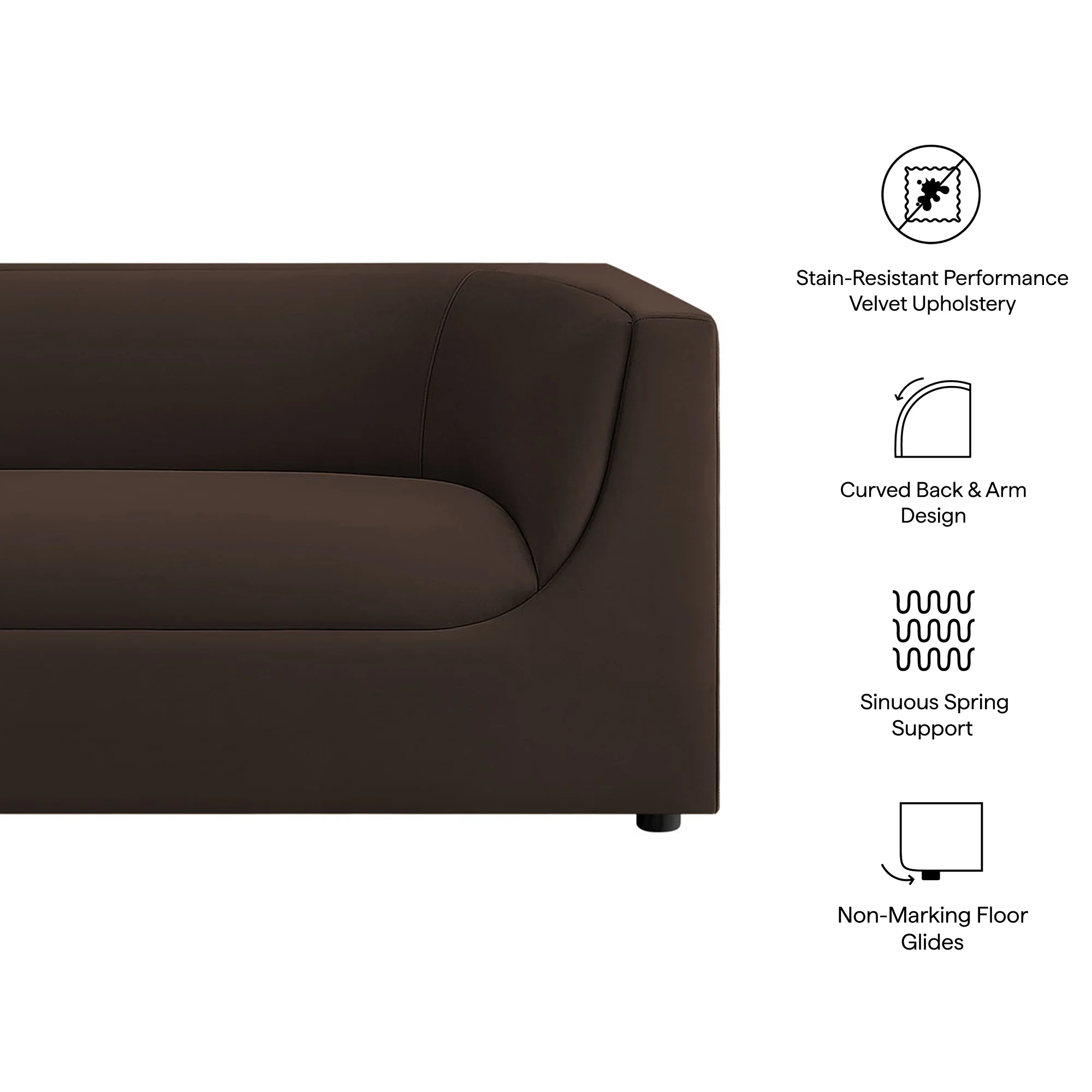 Hilda 86" Curved Back Performance Velvet Sofa by Modway - Image 19