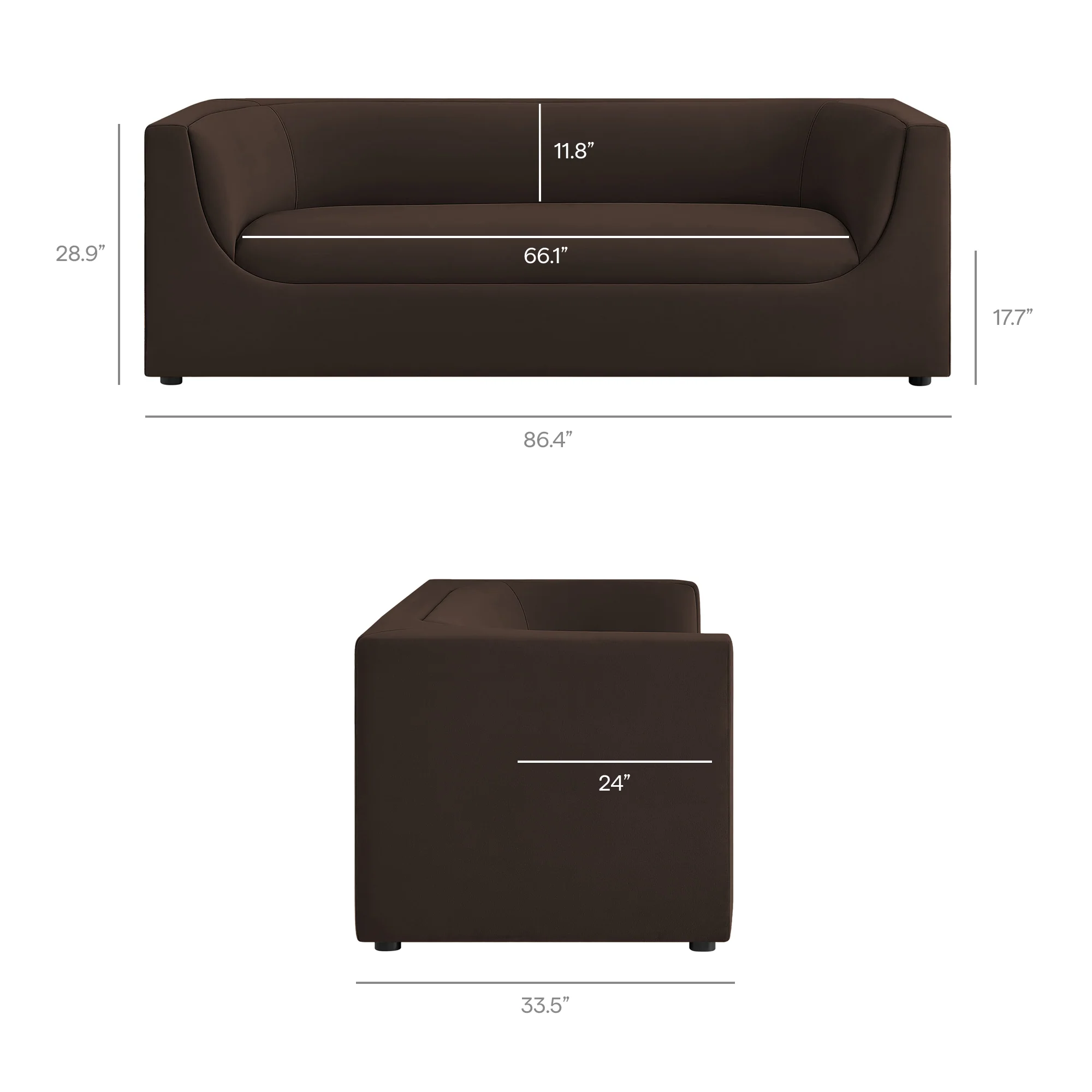 Hilda 86" Curved Back Performance Velvet Sofa by Modway - Image 20