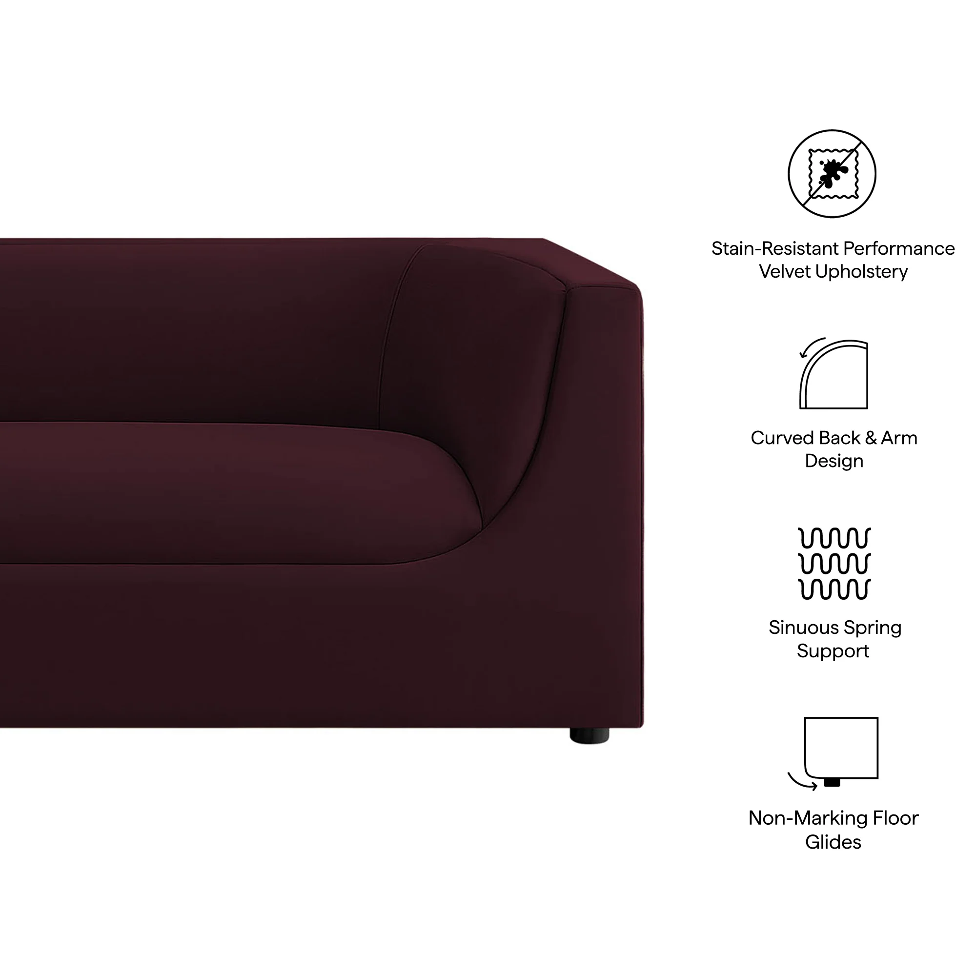Hilda 86" Curved Back Performance Velvet Sofa by Modway - Image 29