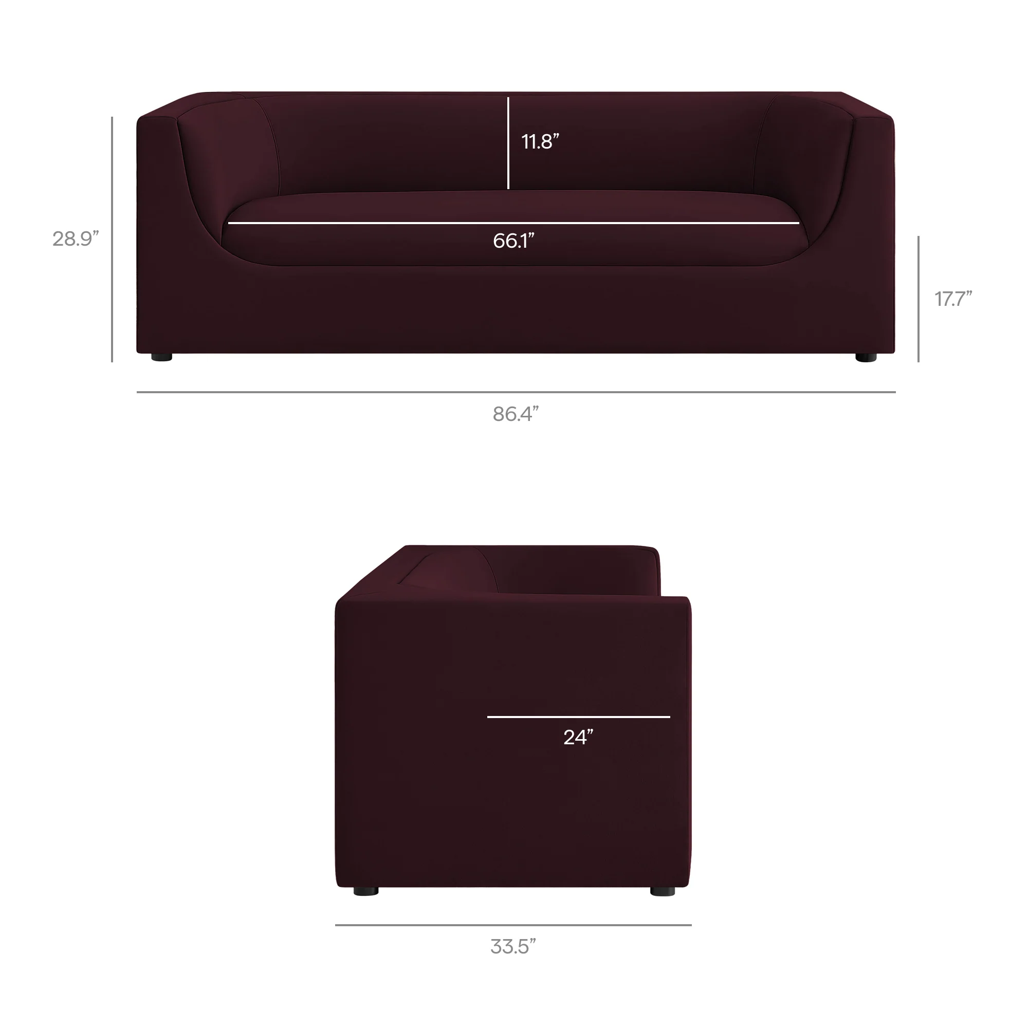 Hilda 86" Curved Back Performance Velvet Sofa by Modway - Image 30