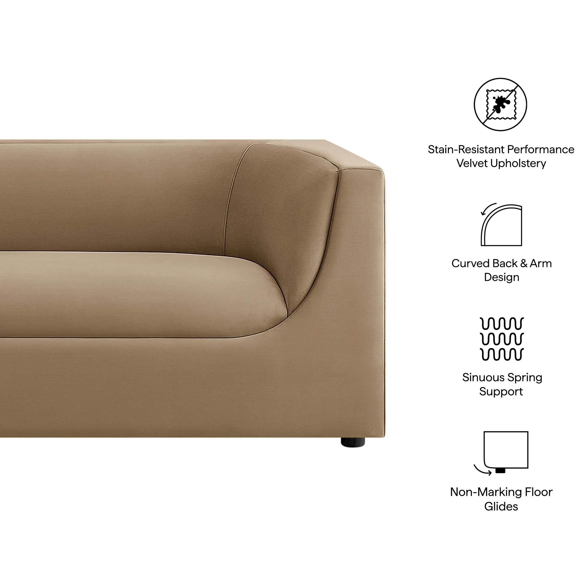 Hilda 86" Curved Back Performance Velvet Sofa by Modway - Image 39