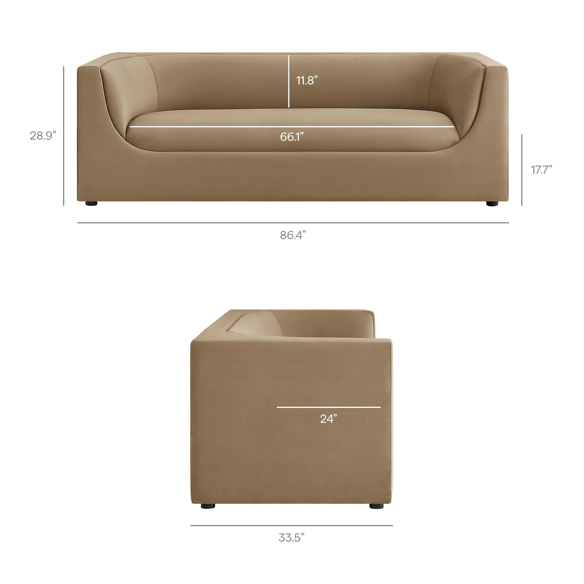 Hilda 86" Curved Back Performance Velvet Sofa by Modway - Image 40