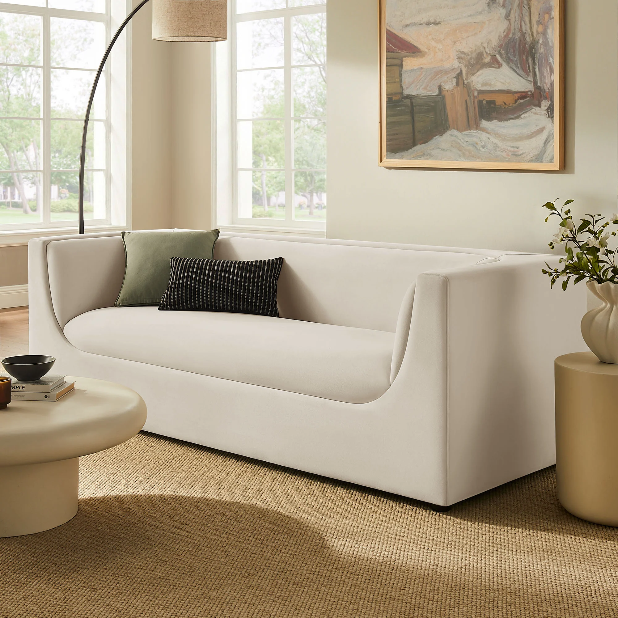 Hilda 86" Curved Back Performance Velvet Sofa by Modway - Image 8