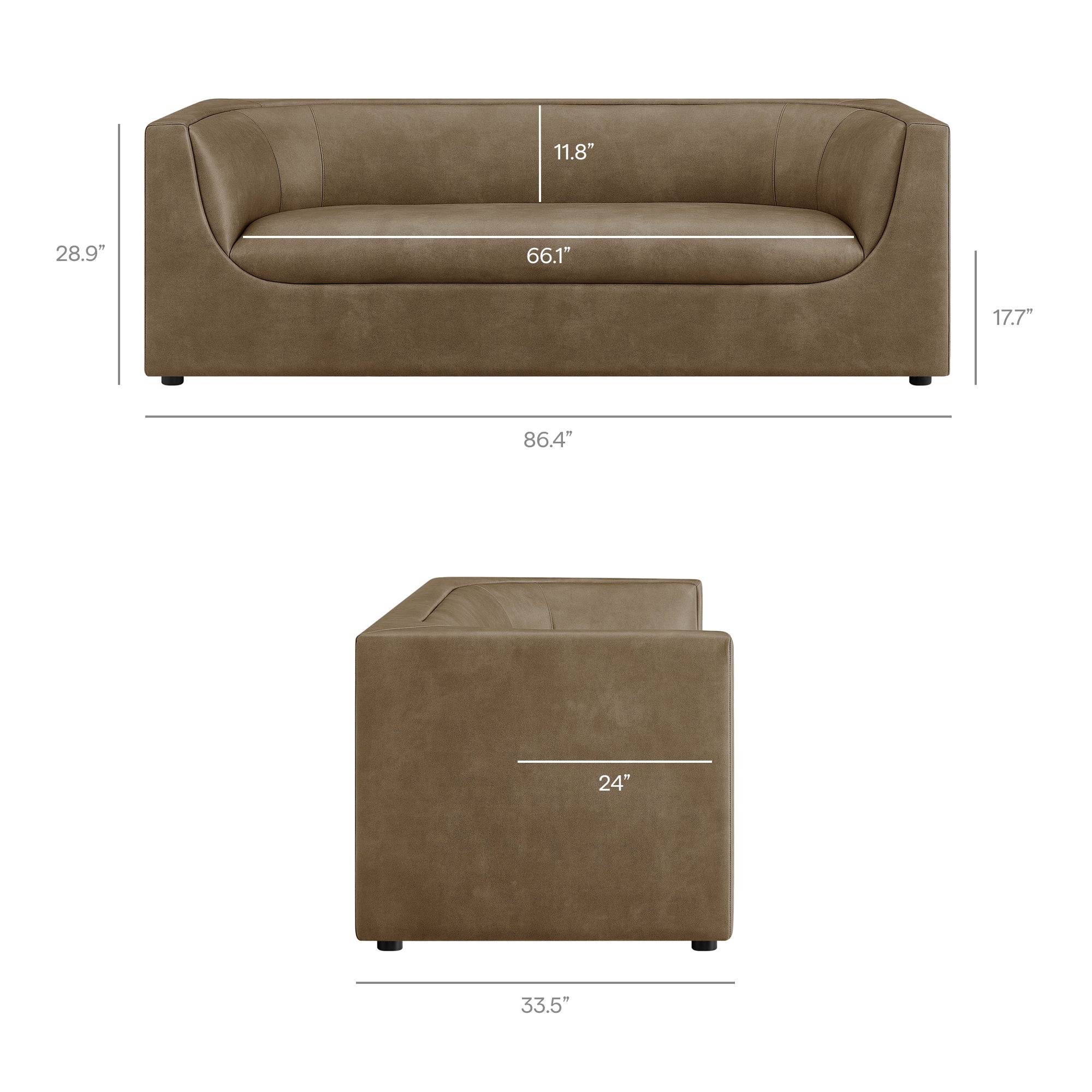 Hilda 86" Curved Back Vegan Leather Sofa by Modway - Image 10