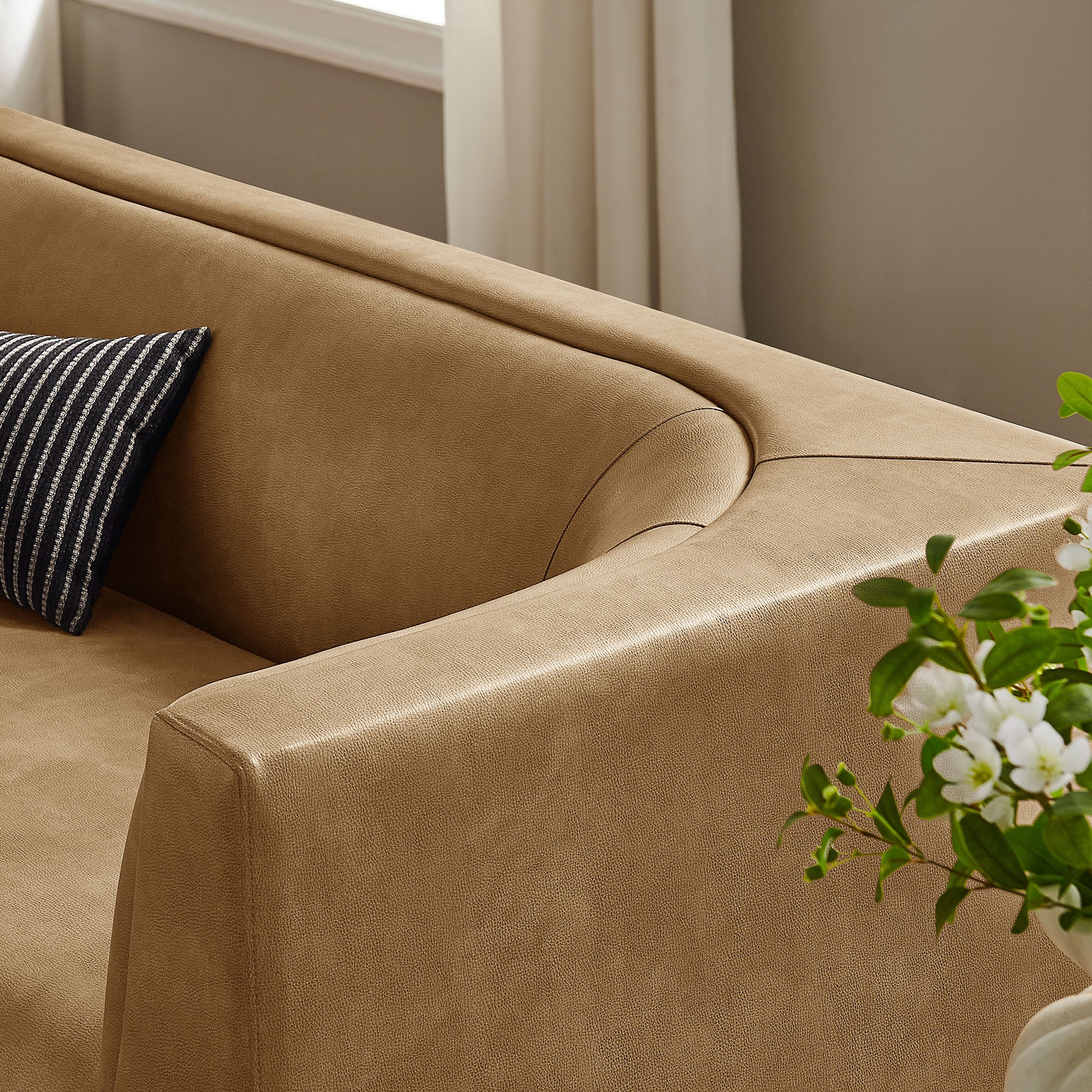 Hilda 86" Curved Back Vegan Leather Sofa by Modway - Image 17