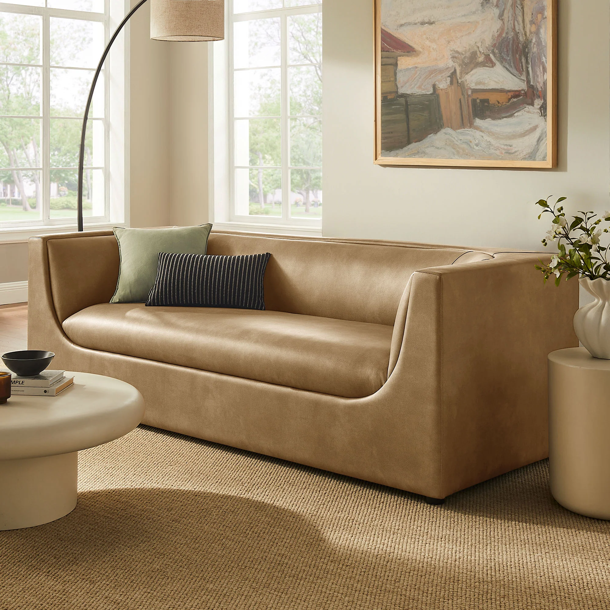 Hilda 86" Curved Back Vegan Leather Sofa by Modway - Image 18