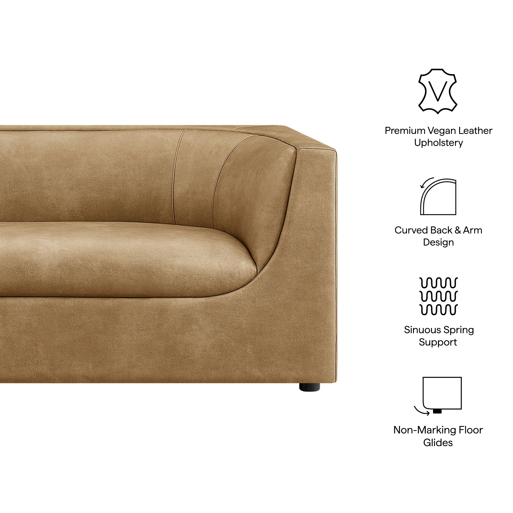 Hilda 86" Curved Back Vegan Leather Sofa by Modway - Image 19