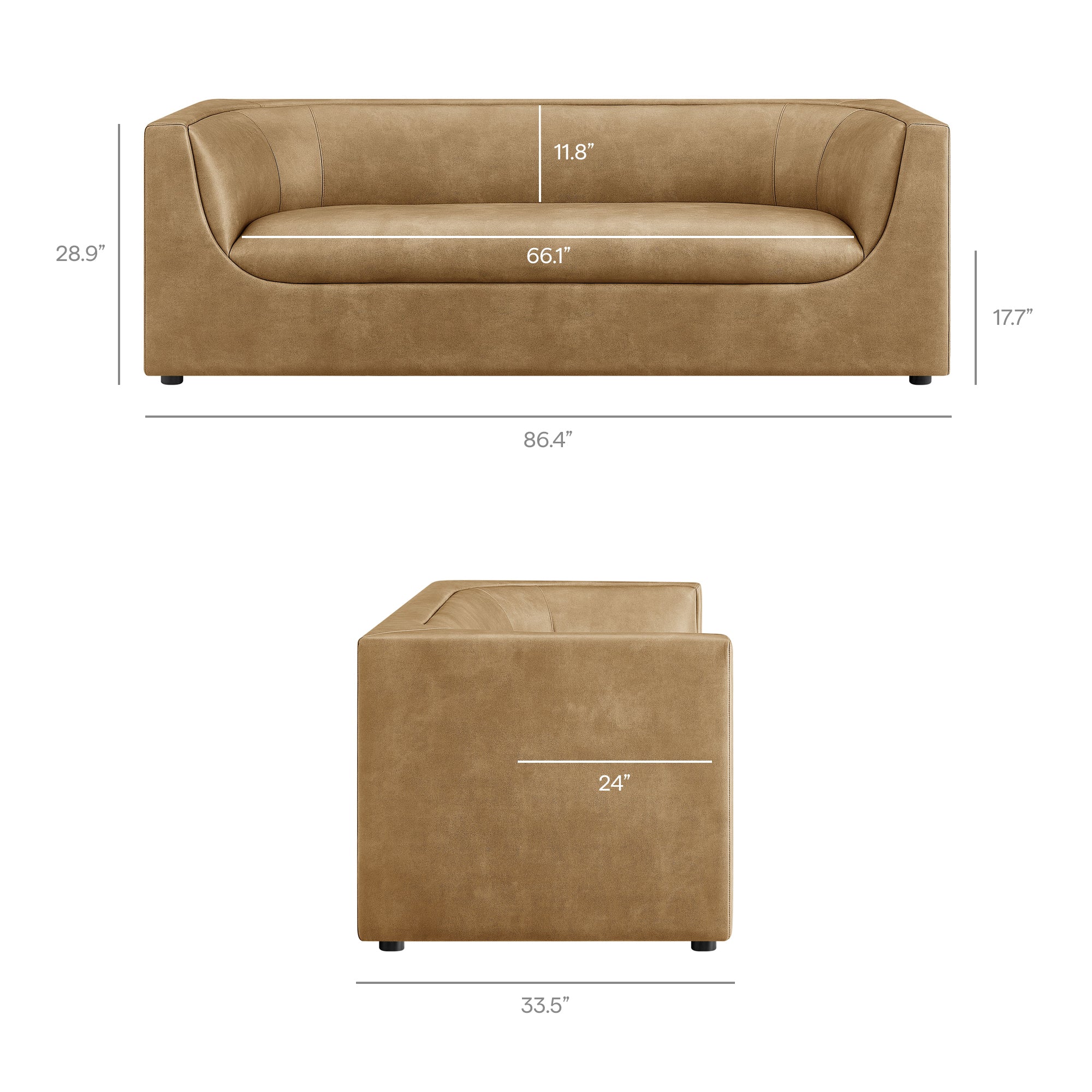 Hilda 86" Curved Back Vegan Leather Sofa by Modway - Image 20