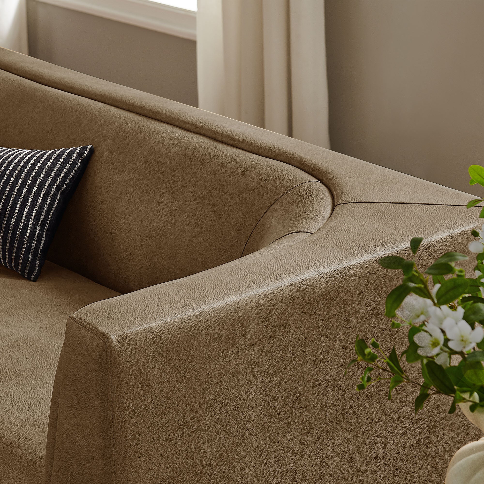 Hilda 86" Curved Back Vegan Leather Sofa by Modway - Image 7