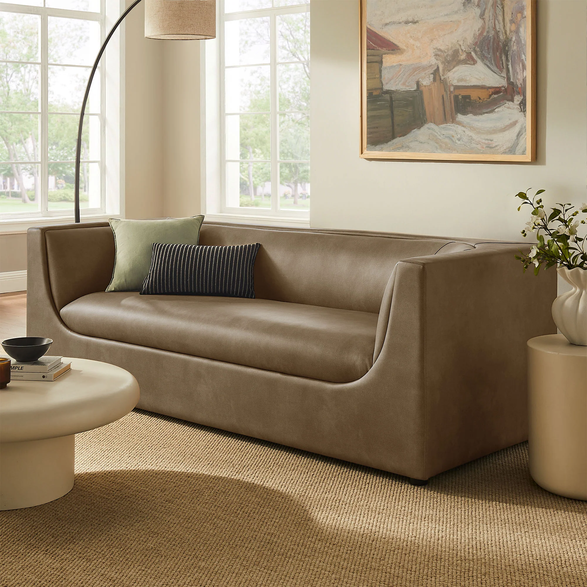 Hilda 86" Curved Back Vegan Leather Sofa by Modway - Image 8