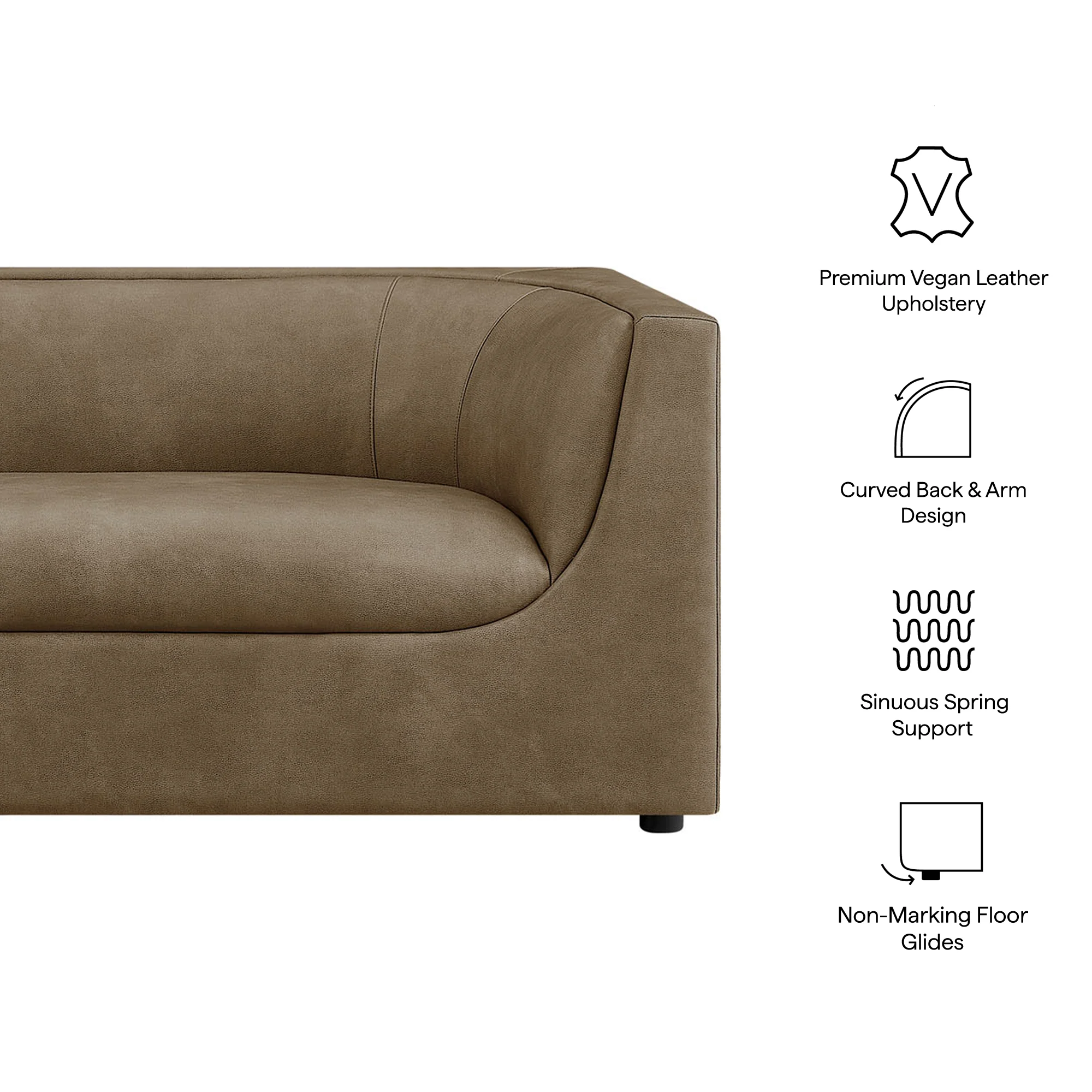 Hilda 86" Curved Back Vegan Leather Sofa by Modway - Image 9