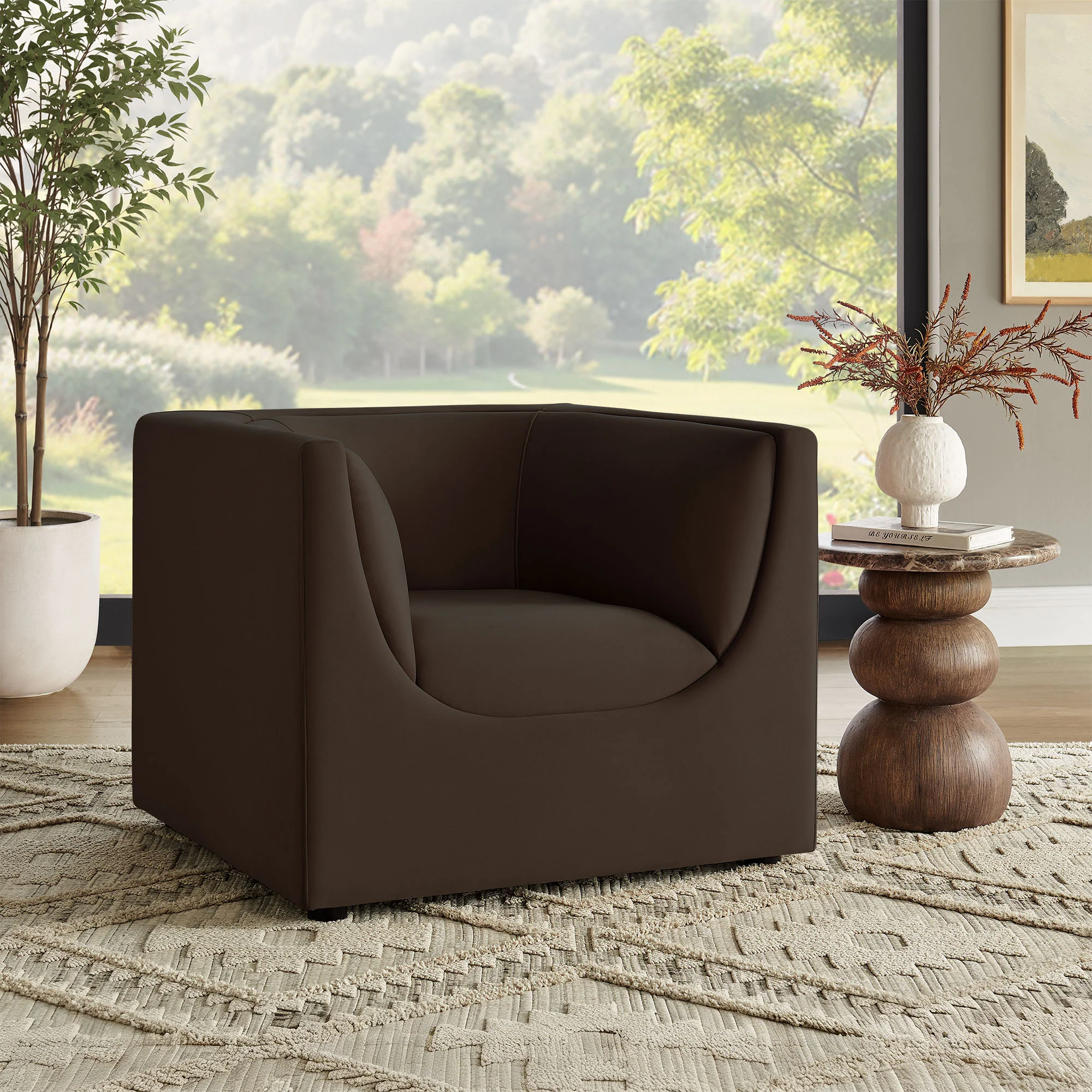 Hilda Curved Back Performance Velvet Armchair by Modway - Image 18