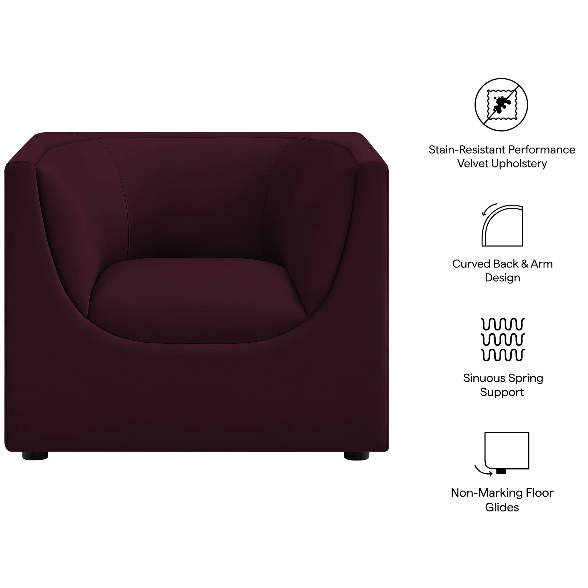Hilda Curved Back Performance Velvet Armchair by Modway - Image 29