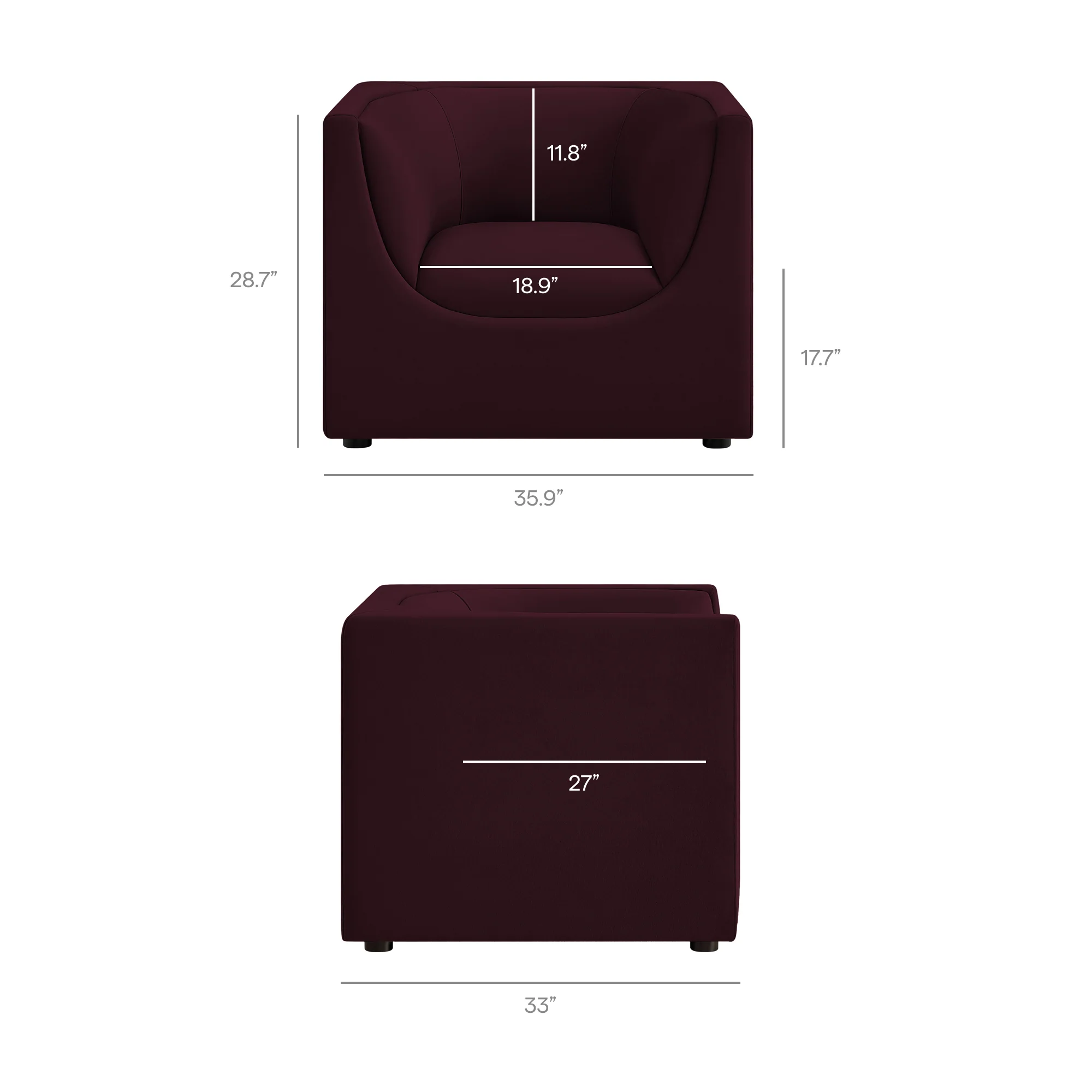 Hilda Curved Back Performance Velvet Armchair by Modway - Image 30