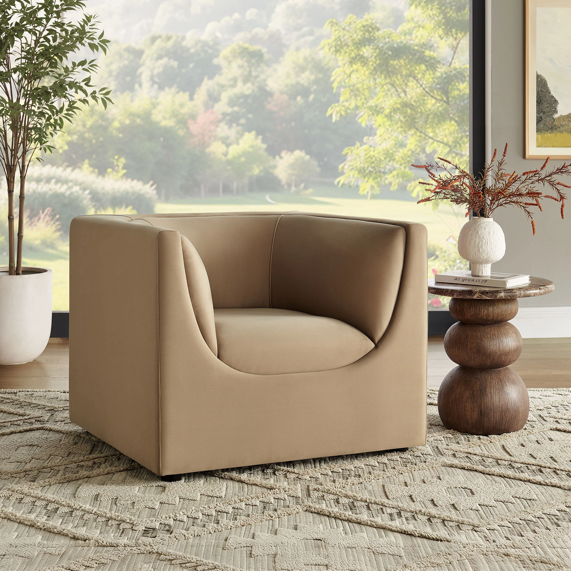 Hilda Curved Back Performance Velvet Armchair by Modway - Image 38