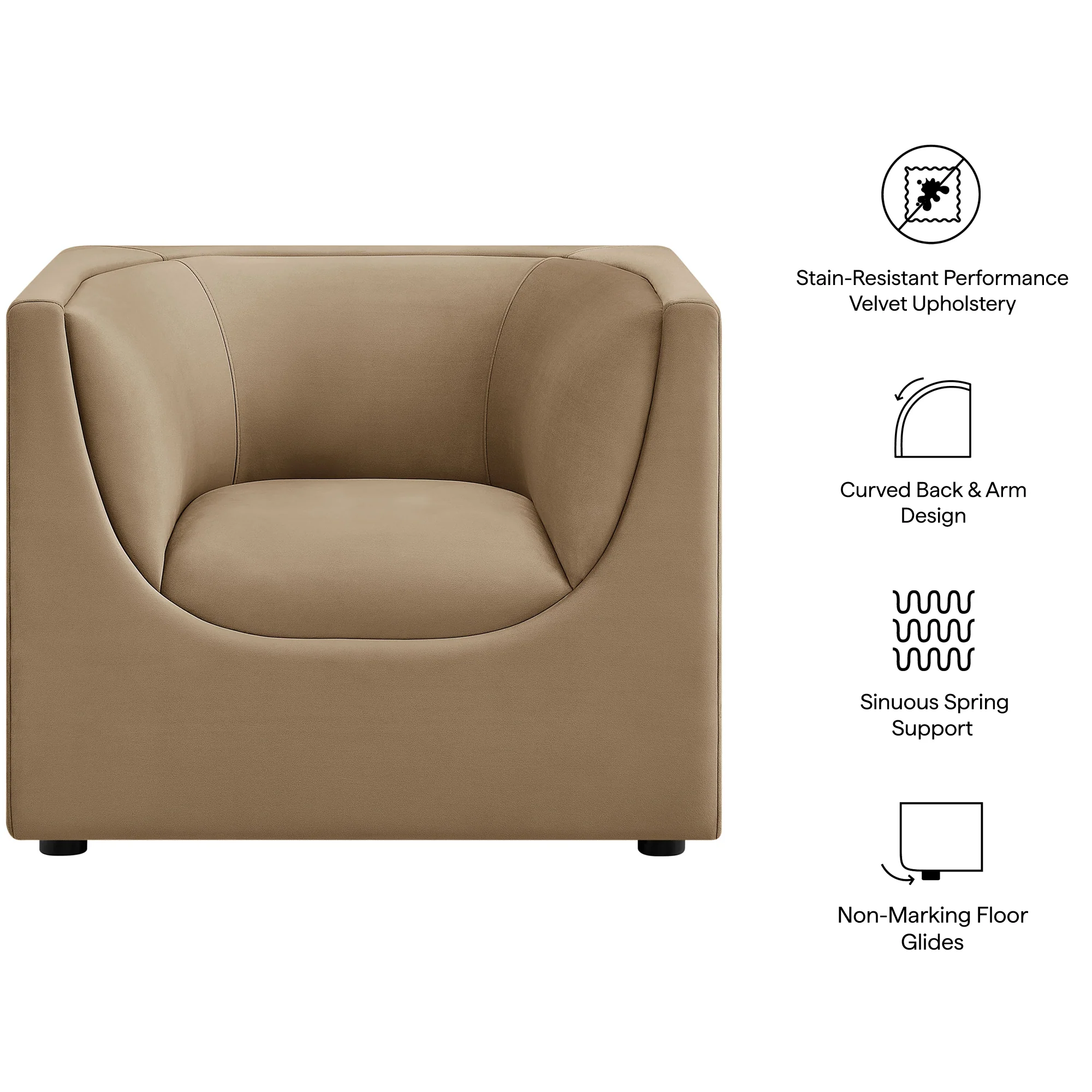 Hilda Curved Back Performance Velvet Armchair by Modway - Image 39