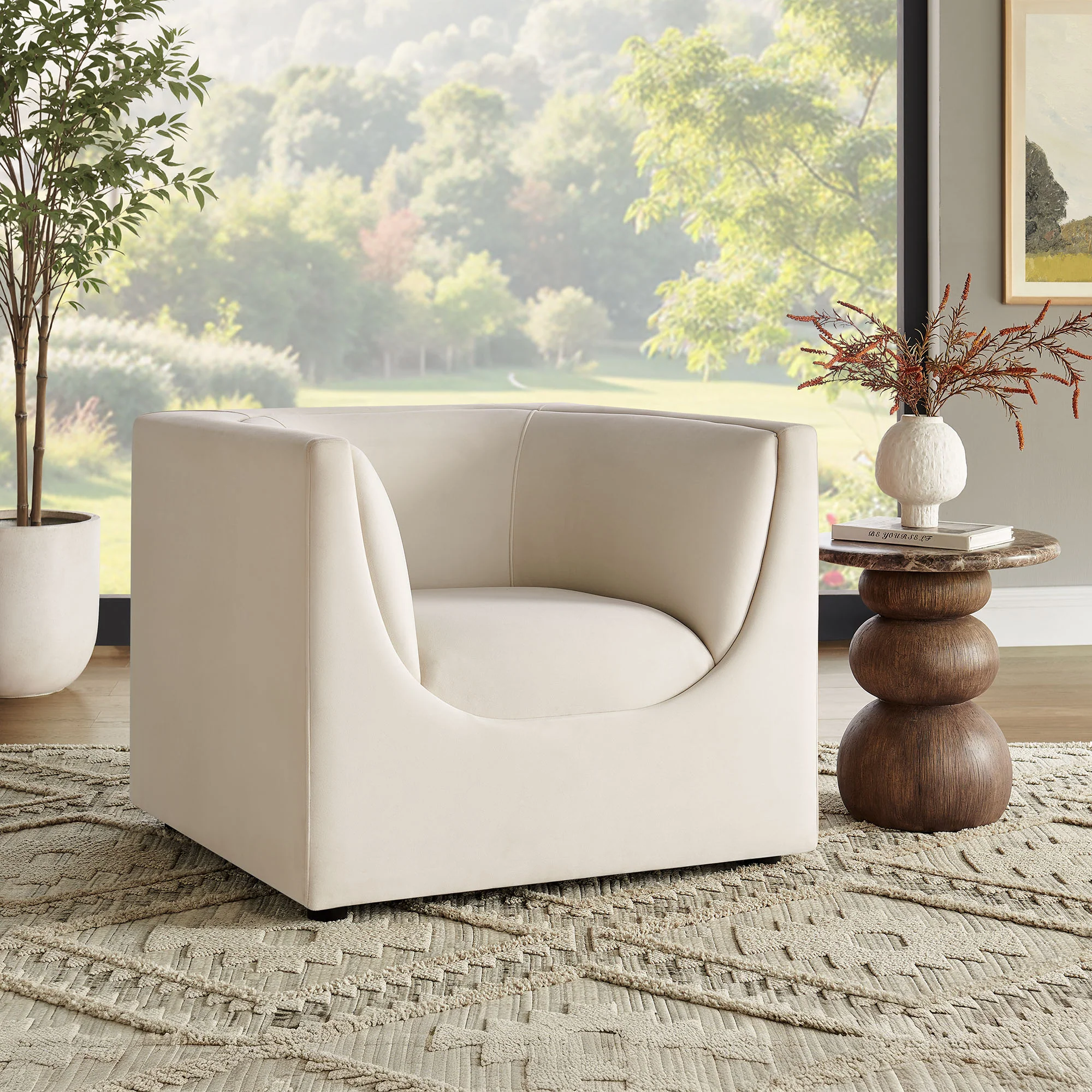 Hilda Curved Back Performance Velvet Armchair by Modway - Image 8