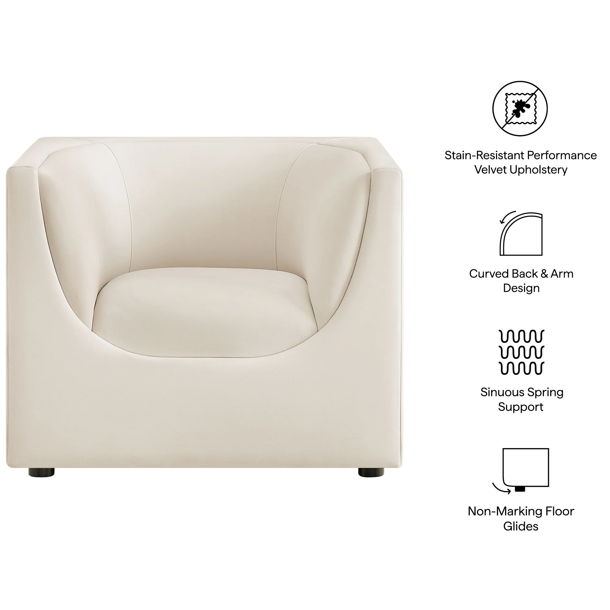 Hilda Curved Back Performance Velvet Armchair by Modway - Image 9