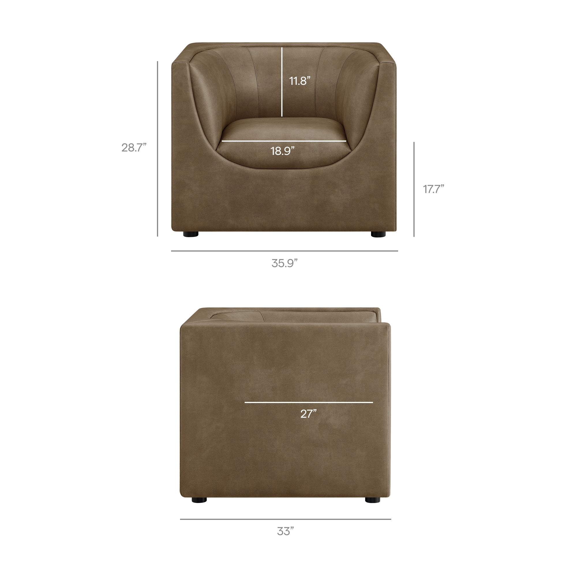 Hilda Curved Back Vegan Leather Armchair by Modway - Image 10