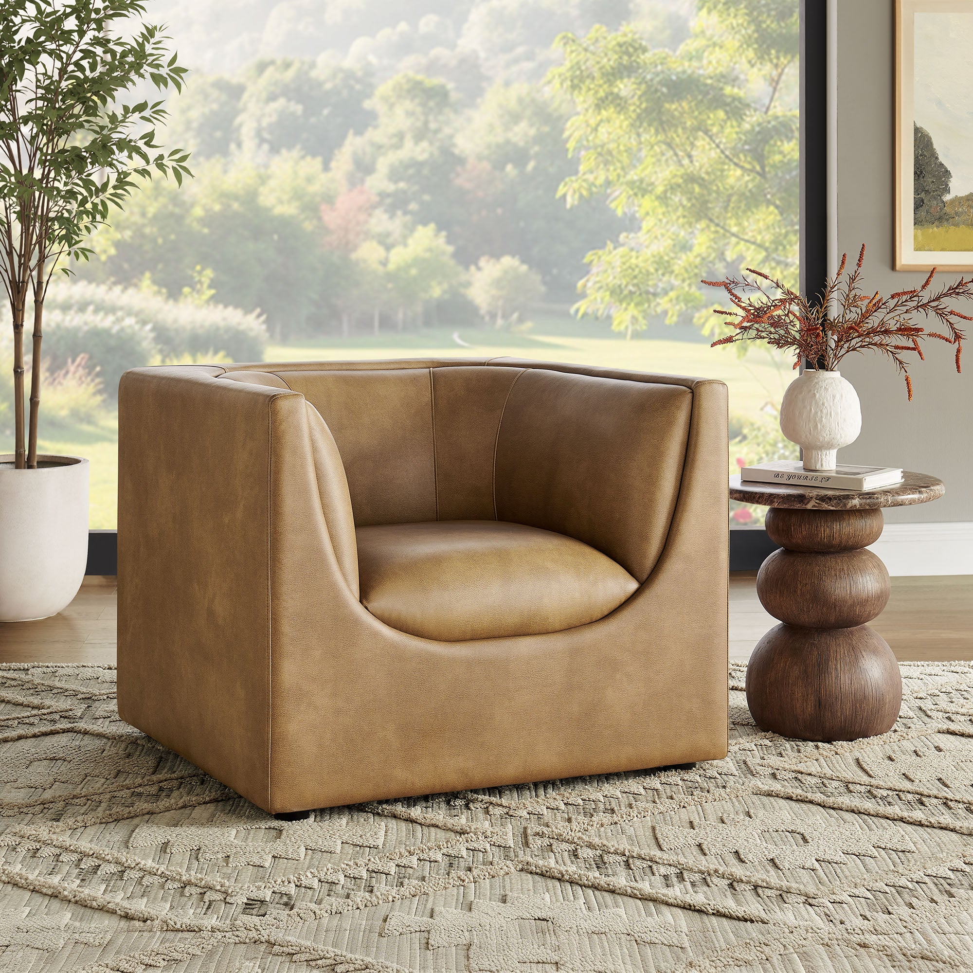 Hilda Curved Back Vegan Leather Armchair by Modway - Image 18