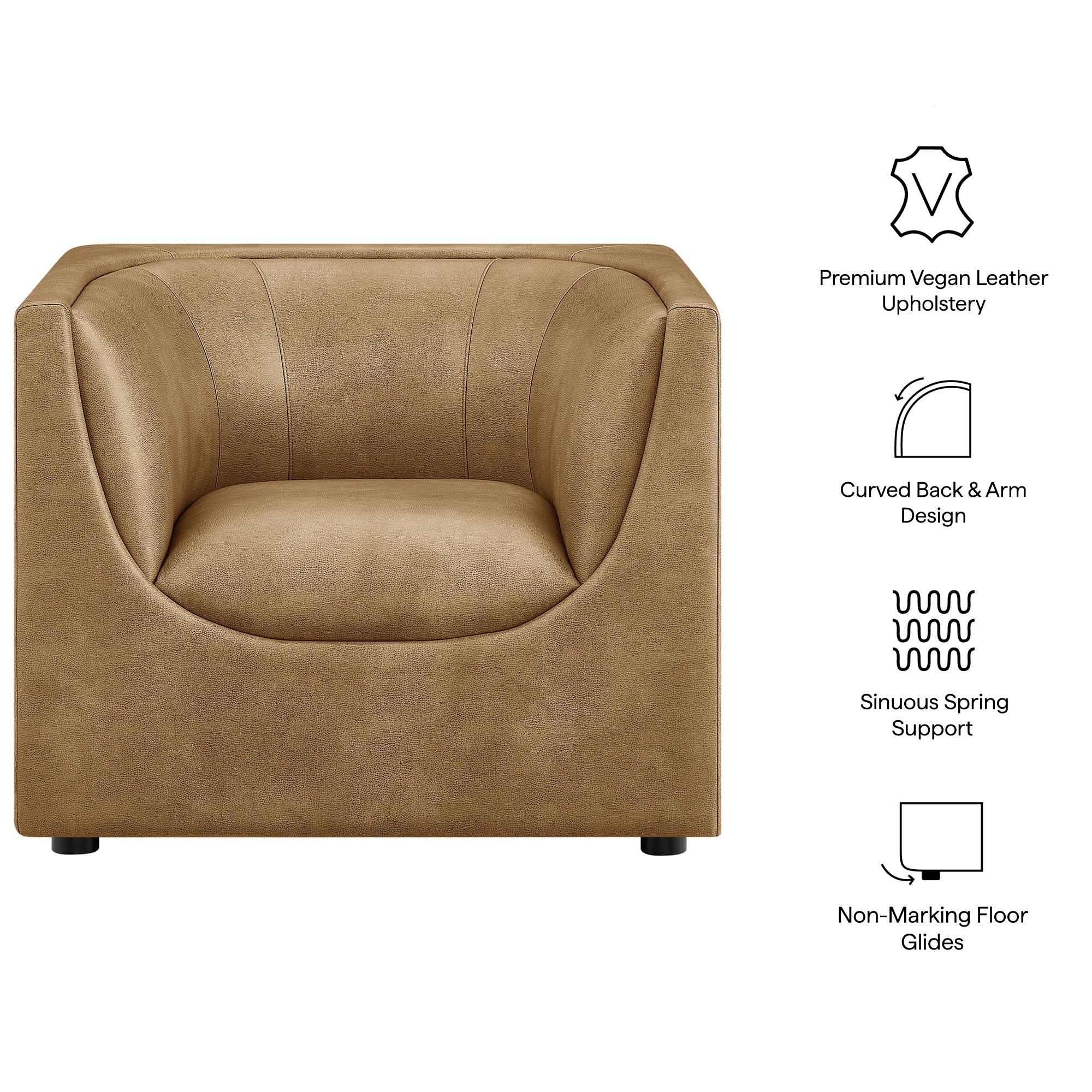 Hilda Curved Back Vegan Leather Armchair by Modway - Image 19