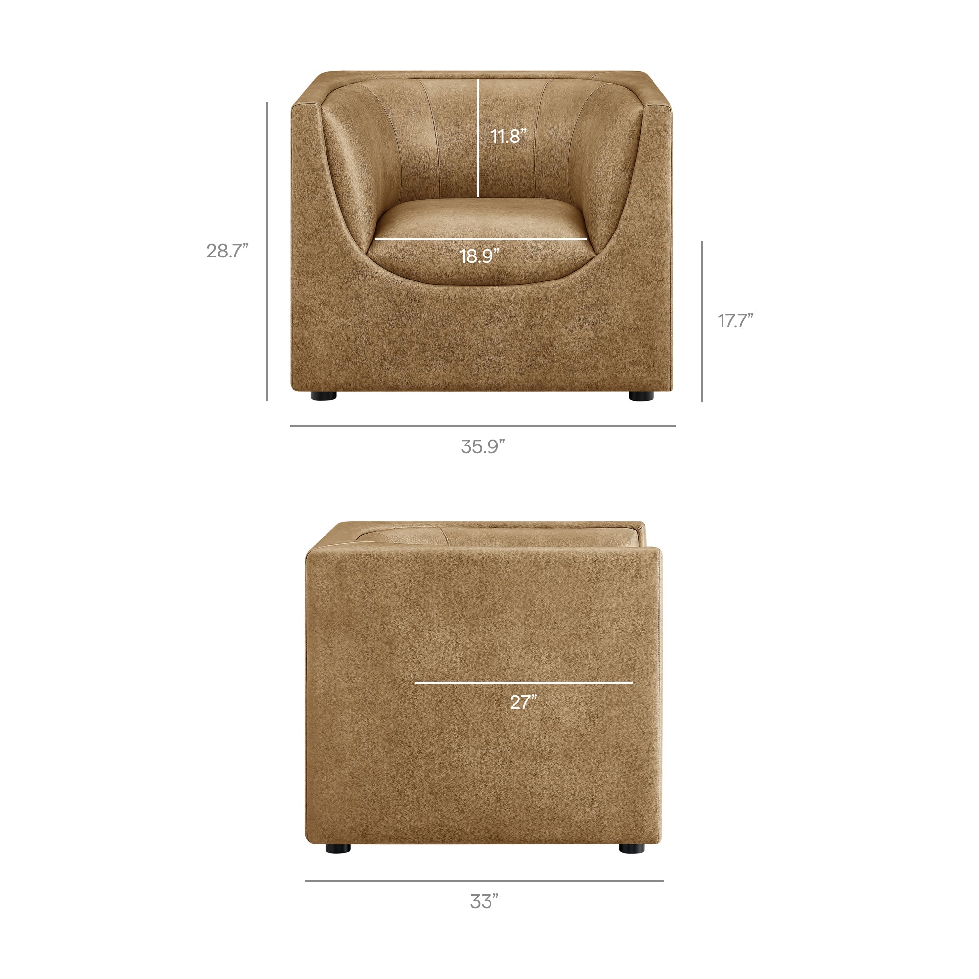 Hilda Curved Back Vegan Leather Armchair by Modway - Image 20