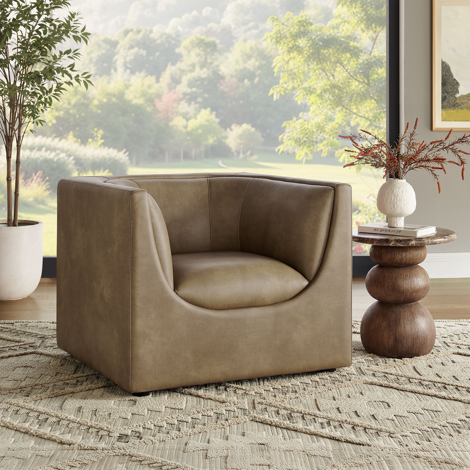 Hilda Curved Back Vegan Leather Armchair by Modway - Image 8