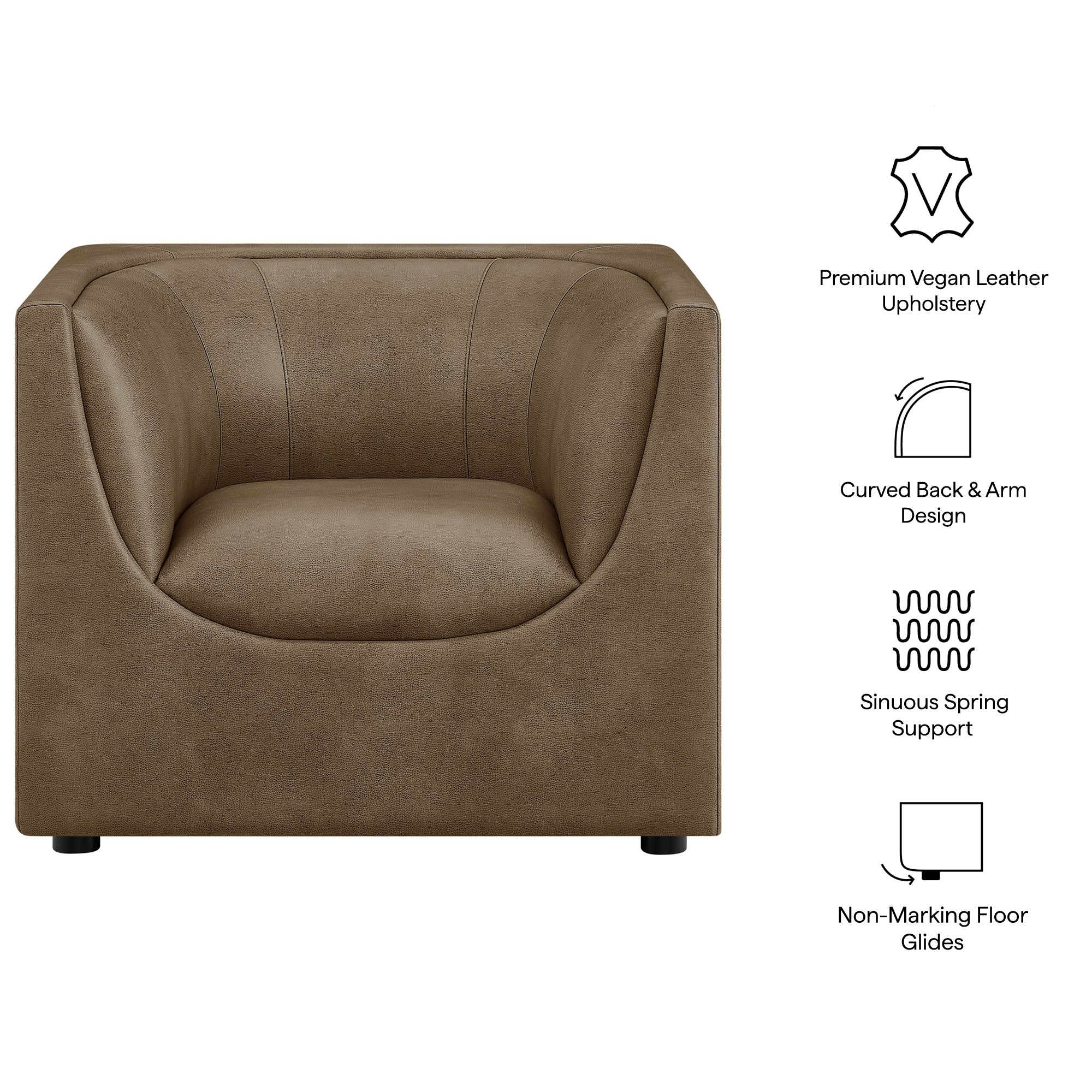 Hilda Curved Back Vegan Leather Armchair by Modway - Image 9
