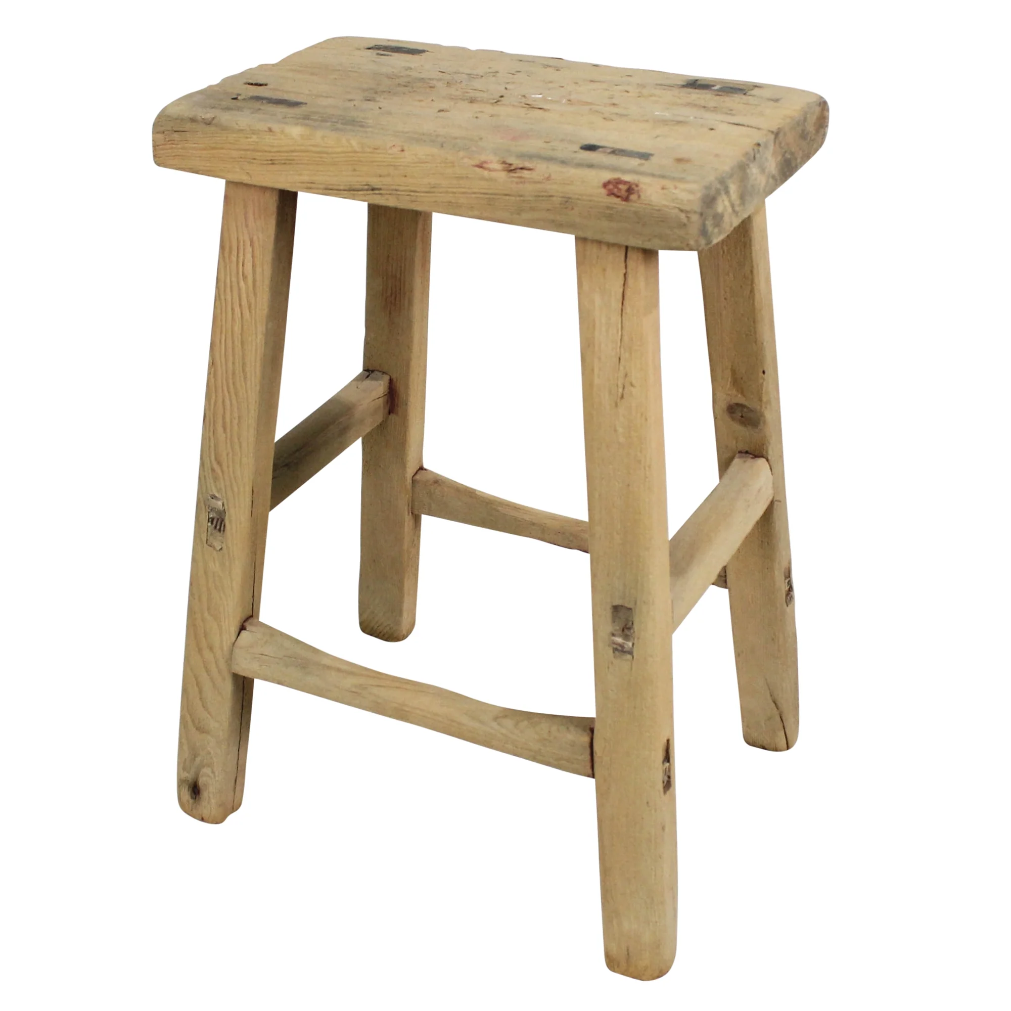 Hokkaido Rectangle Stool, Elm Wood By HomArt - Image 4