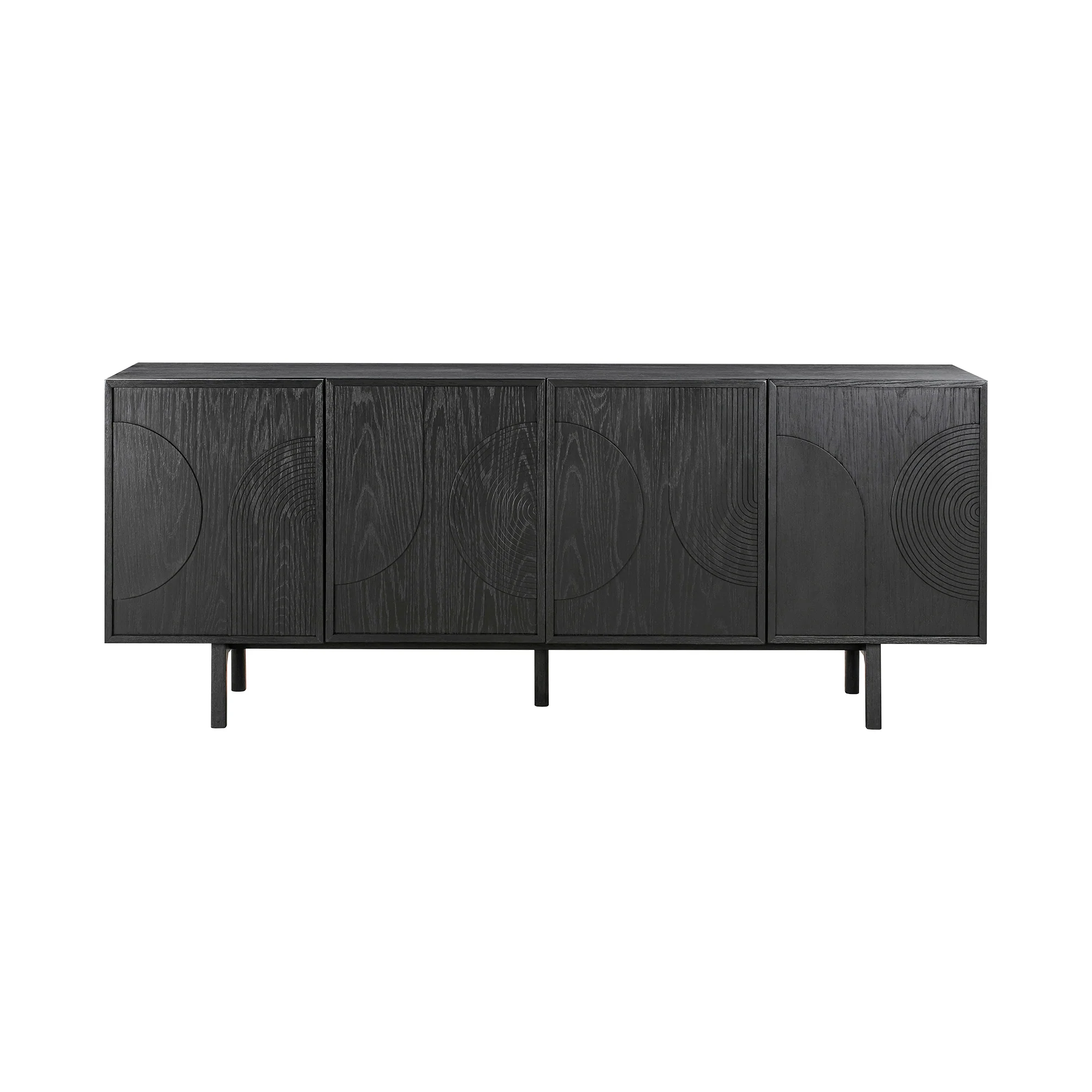 Holland 4 Door Sideboard Buffet in Black Brushed Oak Wood By Armen Living - Image 2