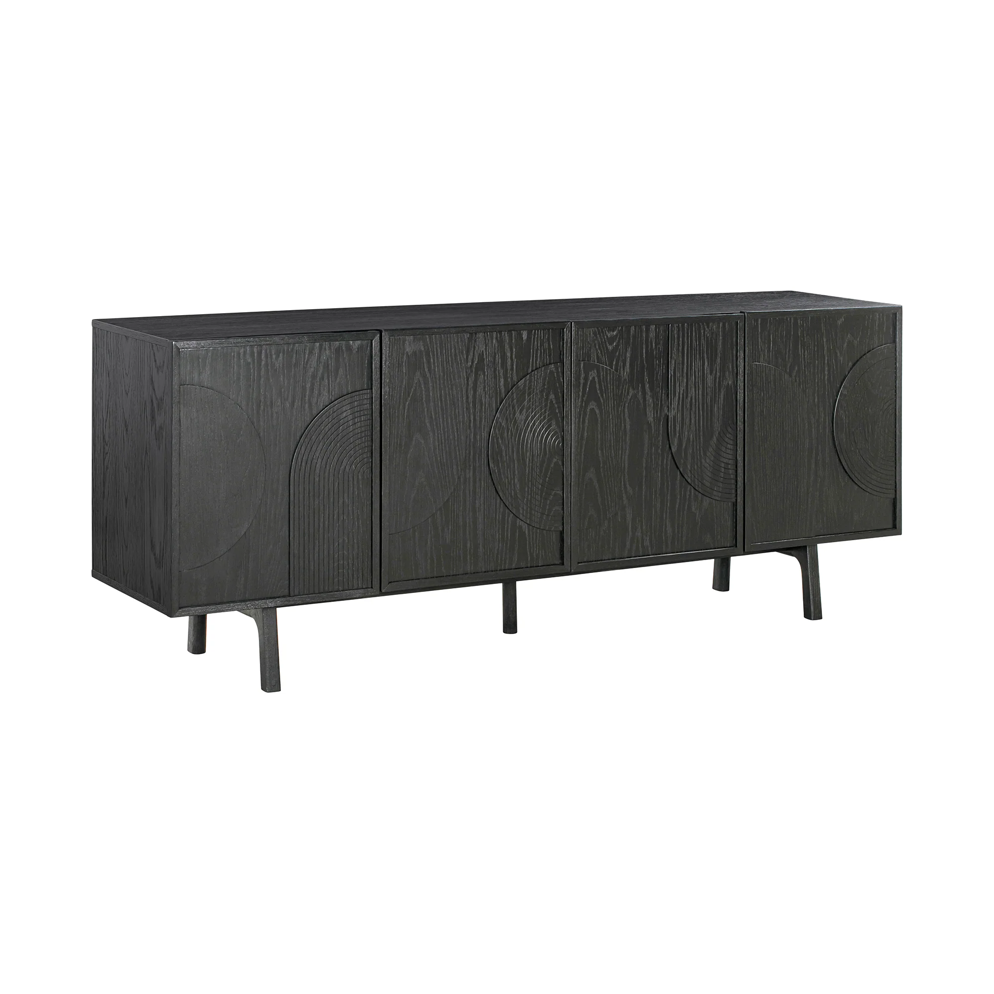 Holland 4 Door Sideboard Buffet in Black Brushed Oak Wood By Armen Living - Image 3