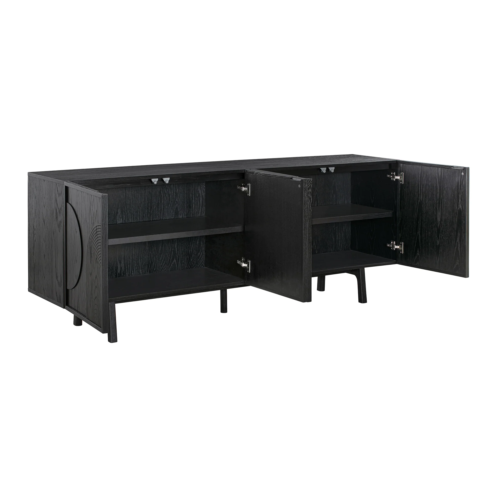 Holland 4 Door Sideboard Buffet in Black Brushed Oak Wood By Armen Living - Image 4