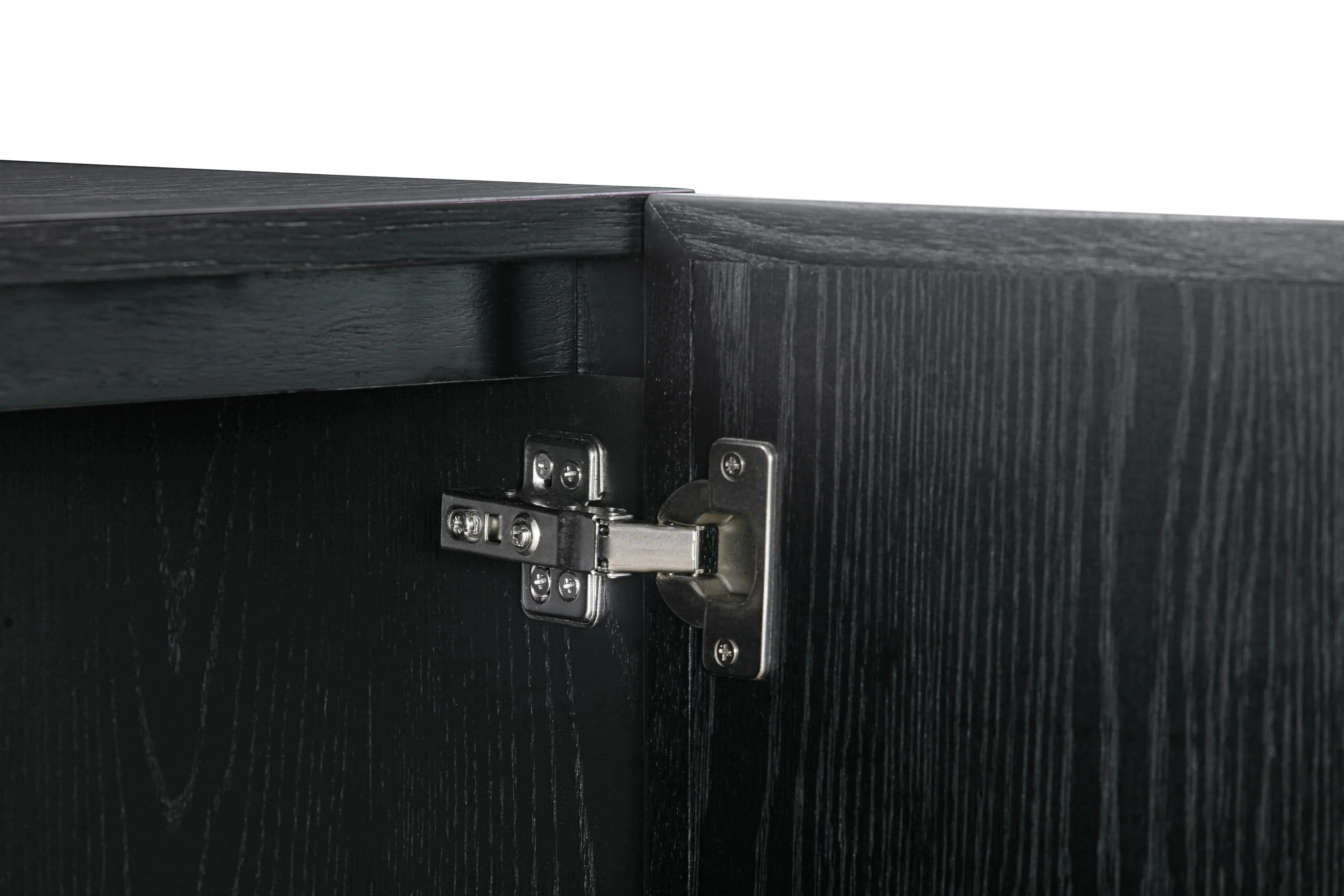 Holland 4 Door Sideboard Buffet in Black Brushed Oak Wood By Armen Living - Image 7